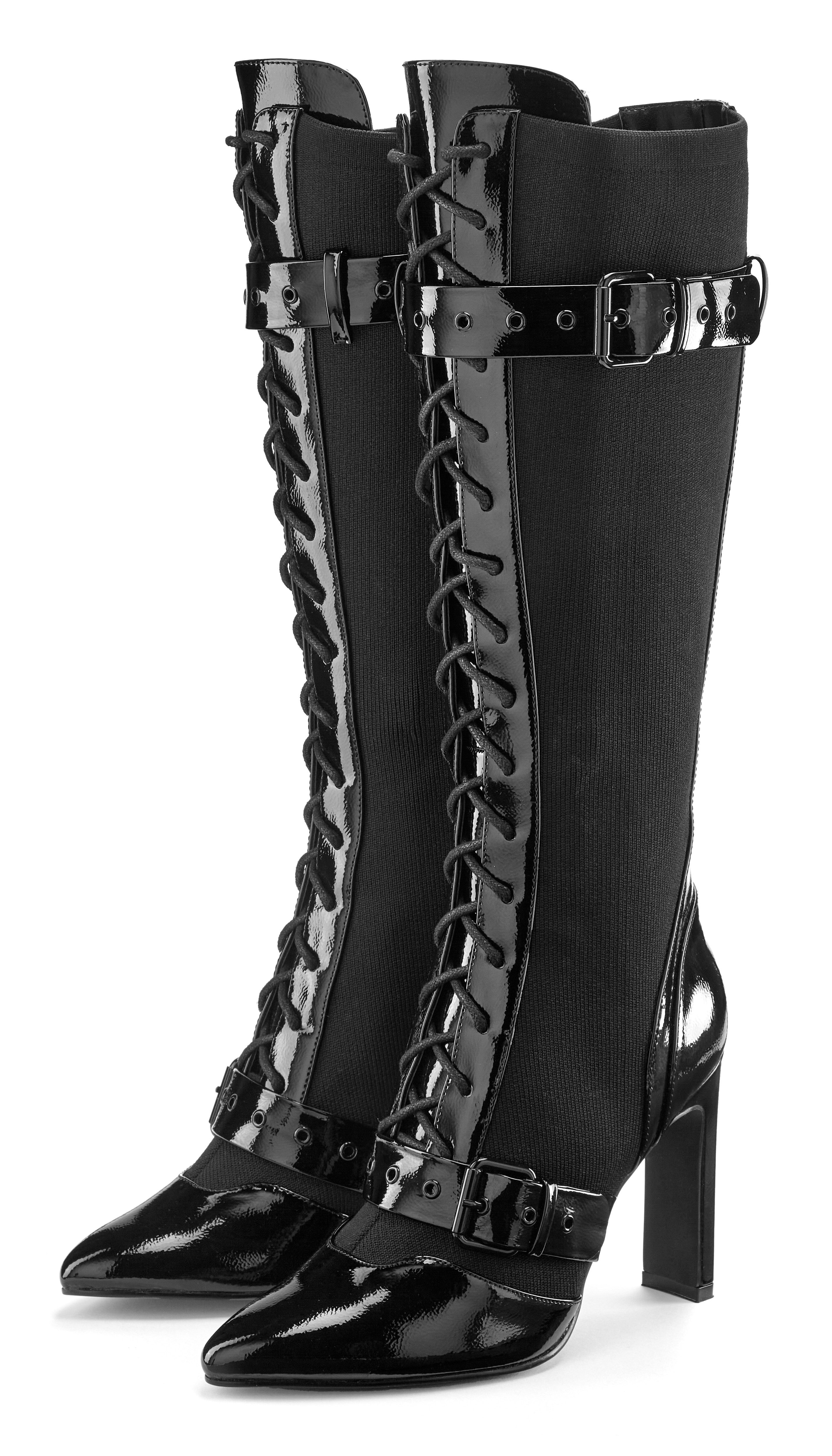 LASCANA Belle Affaire Schnürstiefel mit elastischem Schaft High-Heel-Stiefe günstig online kaufen
