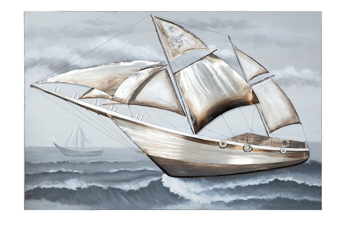 GILDE Bild GILDE 100cm H. 150cm x B. 3D grau - - Bild Segelboot