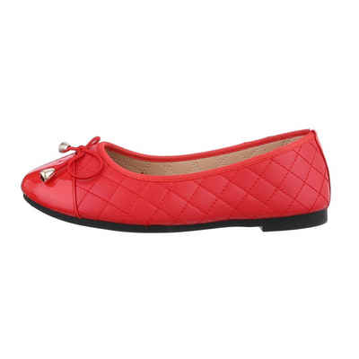 Ital-Design Damen Freizeit Ballerina Blockabsatz Klassische Ballerinas in Rot