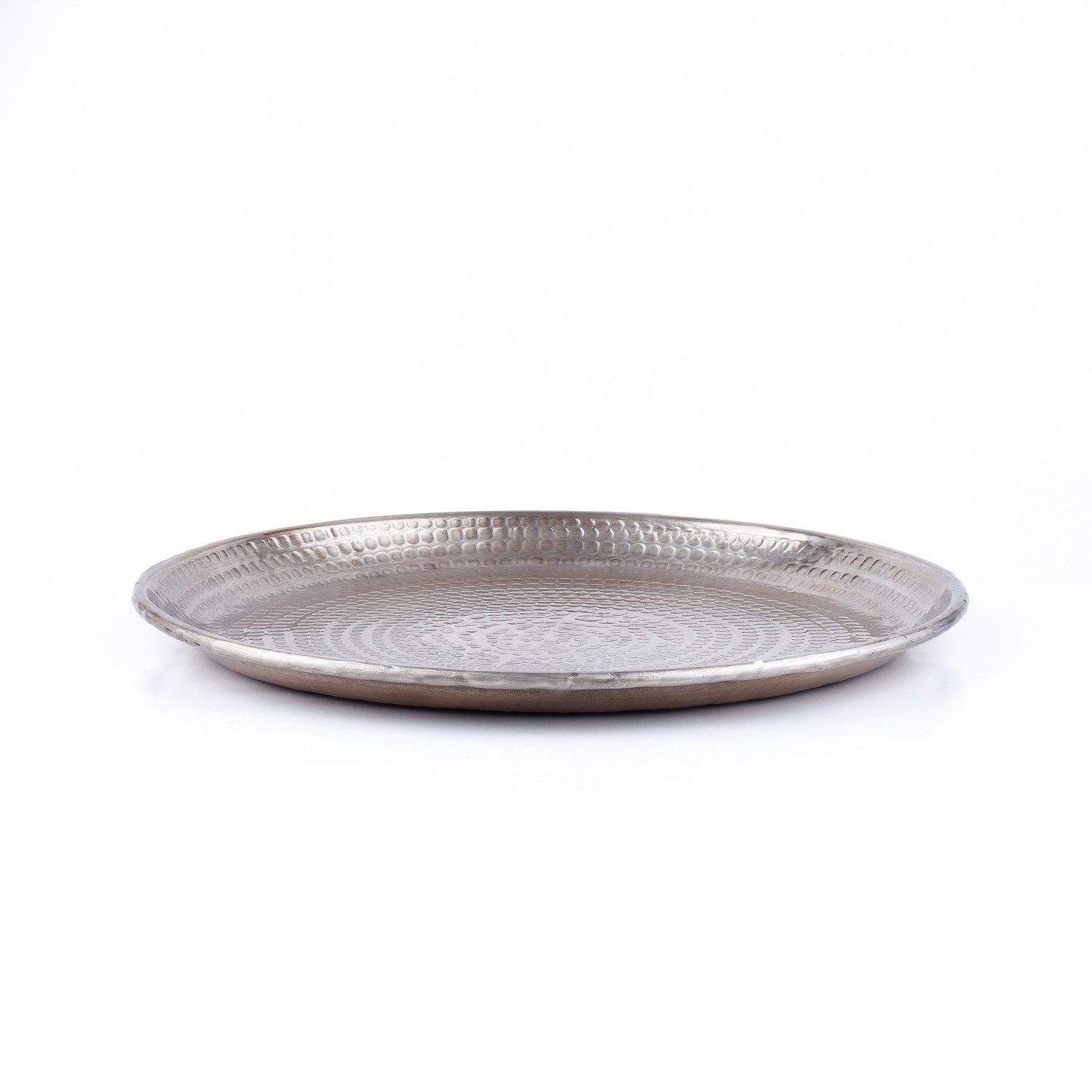 Marrakesch Orient & Mediterran Interior Dekotablett Orientalische Deko Serviertablett Imera aus Aluminium in Silber 30 cm (1 St), Handarbeit