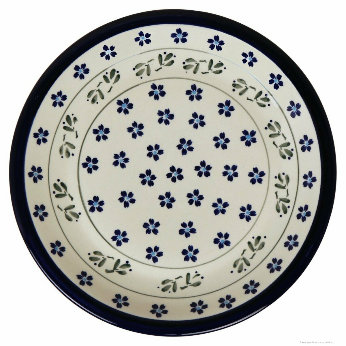 Bunzlauer Keramik Speiseteller Flacher Teller Ø24 cm Essteller Servierteller Keramikteller Dekor 163a