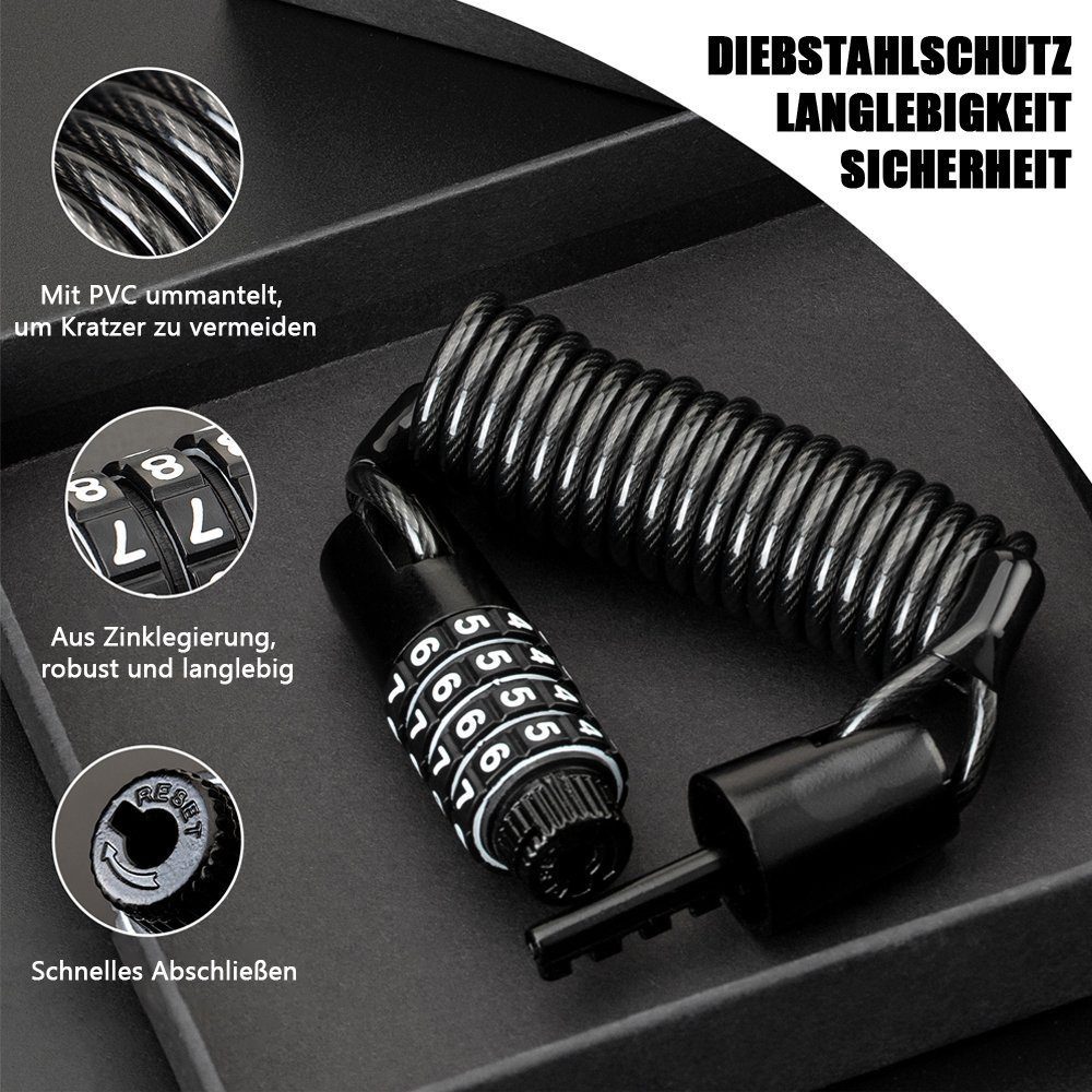 ROCKBROS Kabelschloss Mit Code - Leichtes Zahlenschloss Für Fahrrad & Helm