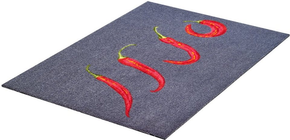 Fußmatte Hot Chili, Grund, rechteckig, Höhe: 8 mm, Schmutzfangmatte, Motiv  Chilis, waschbar, den
