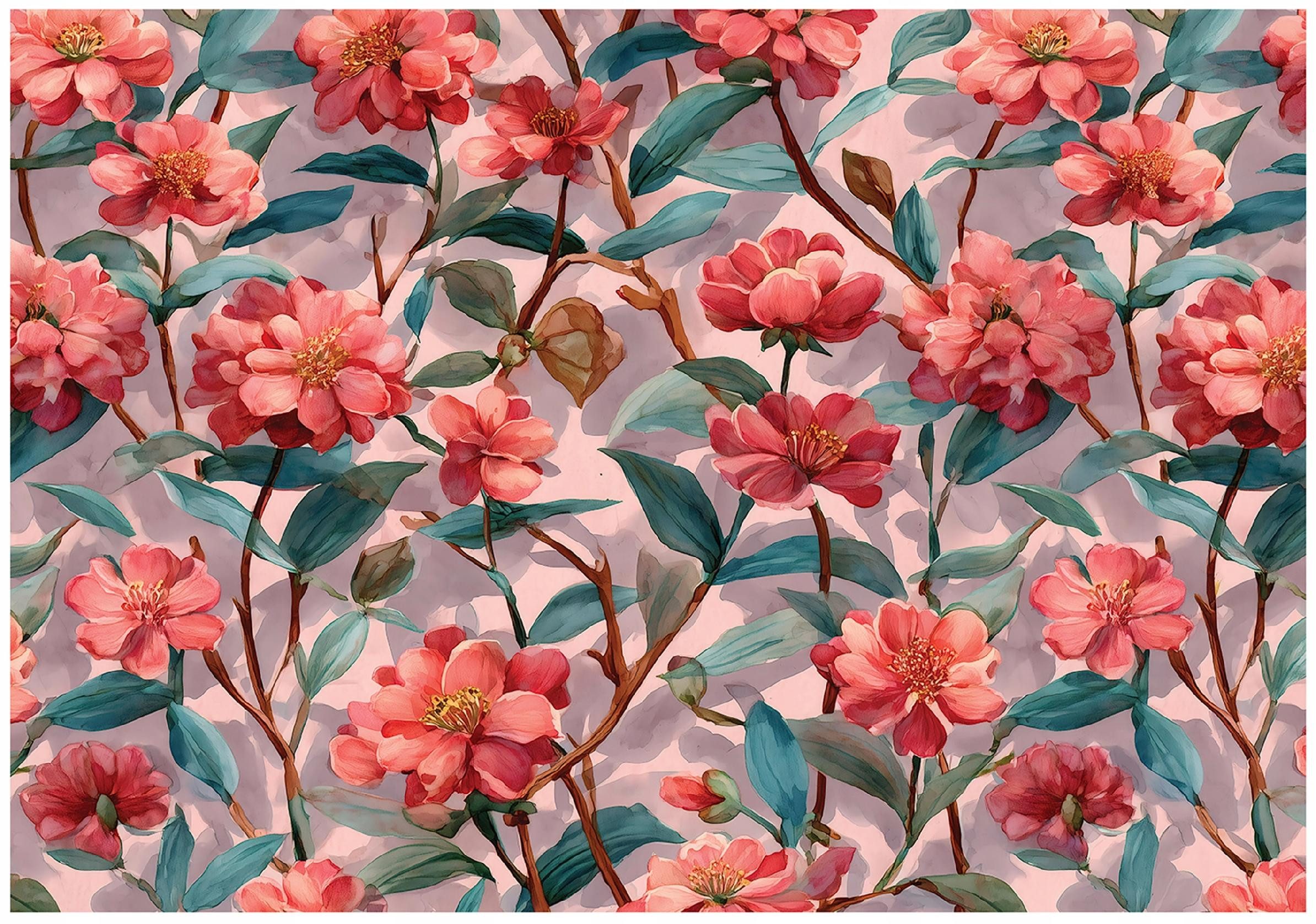 Wallarena Fototapete Blumen Abstrakt - Rot - Elegant - Vlies - Schlafzimmer, glatt, (4 St), 200x140cm