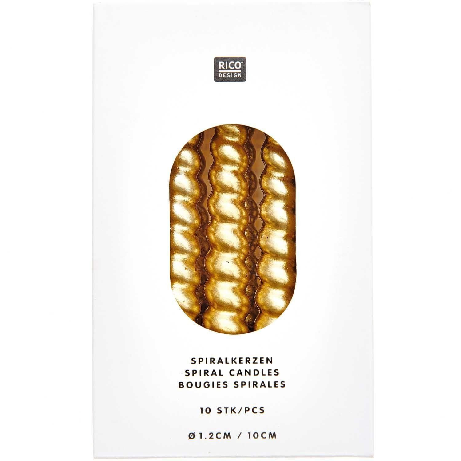 Rico Design Formkerze Spiralkerzen, Gold, 10 Stk, Ø 1,2 cm x 10 cm hoch