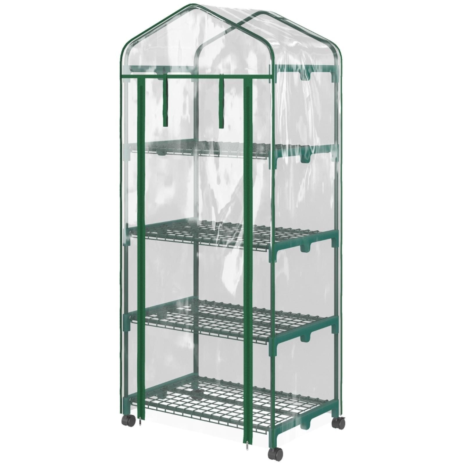 FELIXLEO Gewächshaus Foliengewächshaus 69x50x165cm mit 4 Regalfächern Transparent