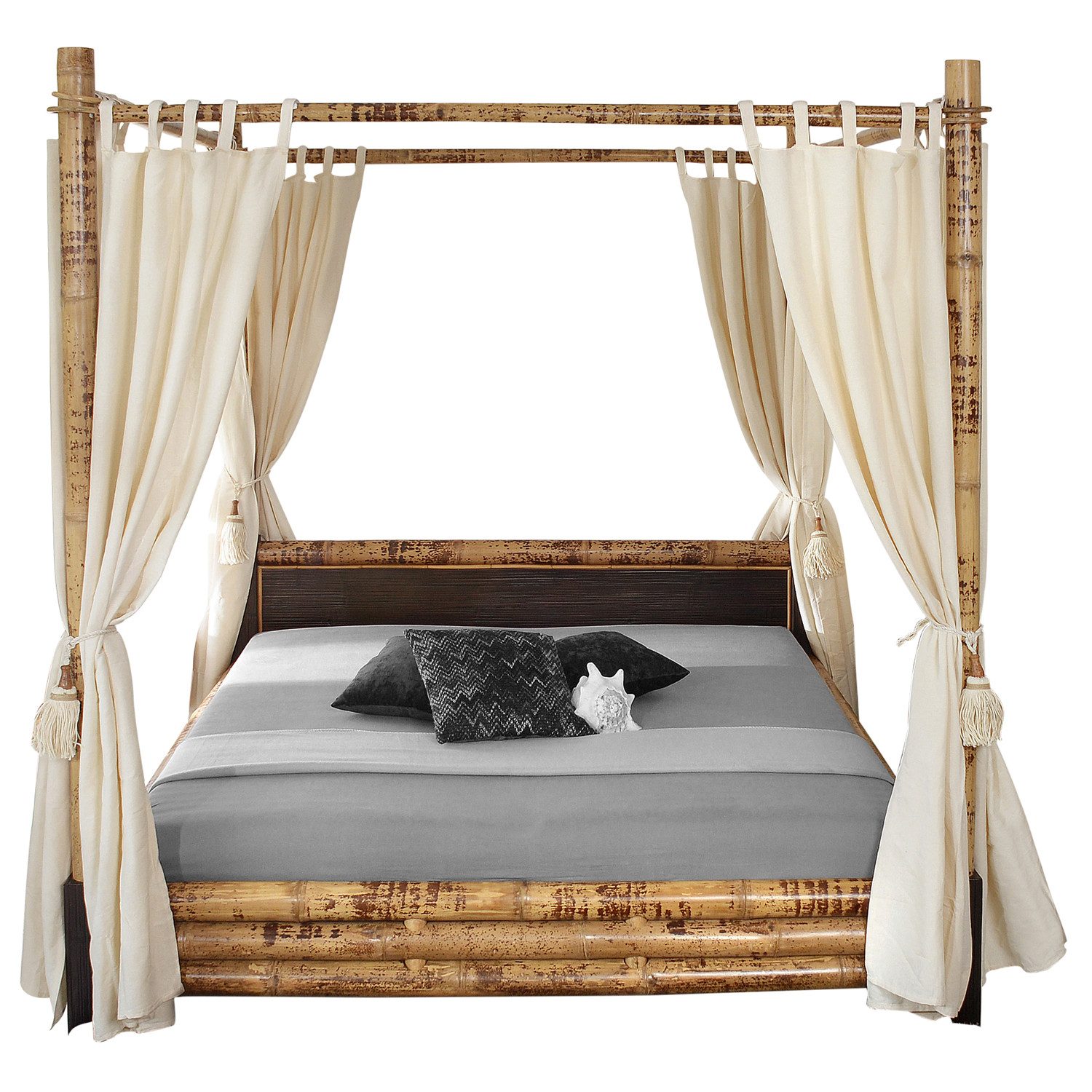 Bambus-Lounge Himmelbett Misool Bambusbett Himmelbett Bettrahmen aus Bambus Möbel Holzbett