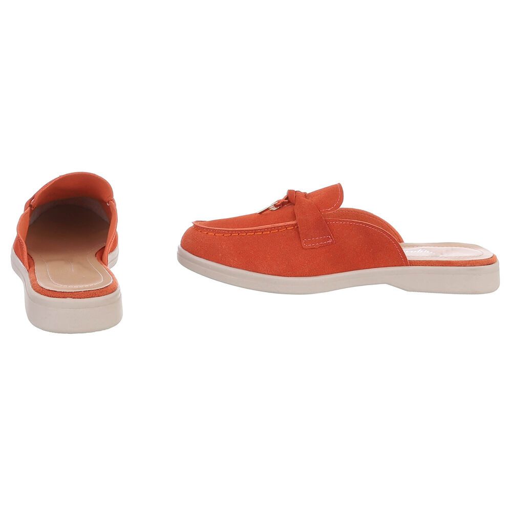 Ital-Design Damen Mule Schlupfschuh mit Metallic-Detail Pantolette (91742502) Blockabsatz Pantoletten in Orange – Bild 5 von 5