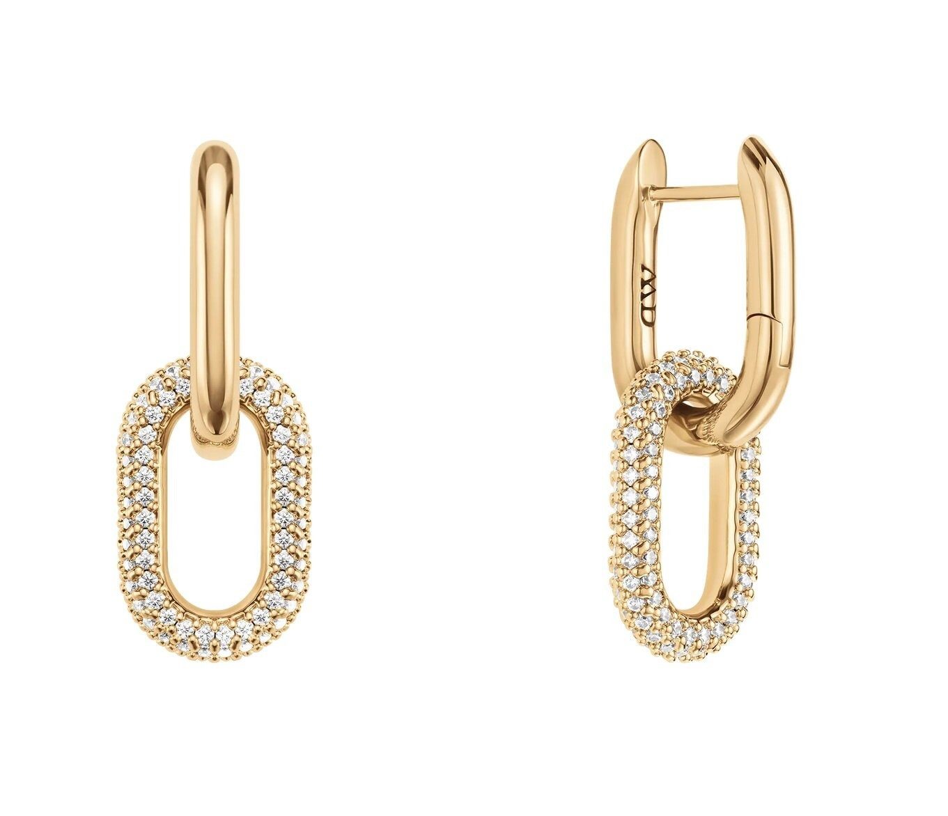 Daniel Wellington Paar Ohrhänger Luxuriöse vergoldete Ohrringe 2 in 1 Crystal Link DW00400594