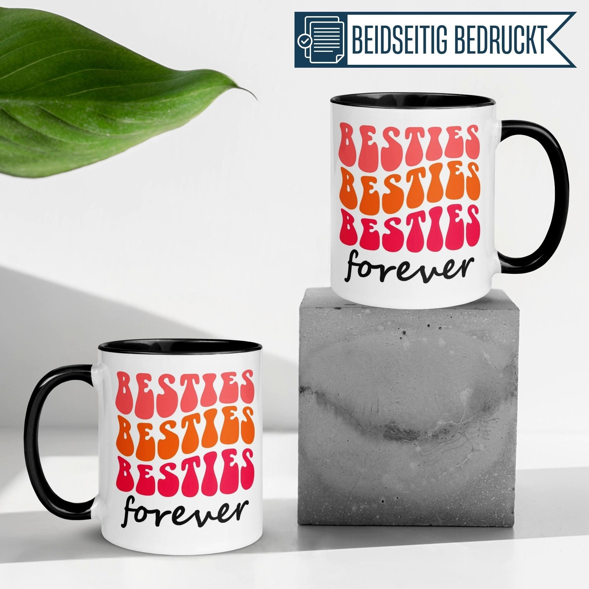 Momentals Tasse Freundschaft – „Retro Besties“ – Geschenk Beste Freunde Freundin, Gratis Versand · Links-&Rechtshänder · Spülmaschinenfest
