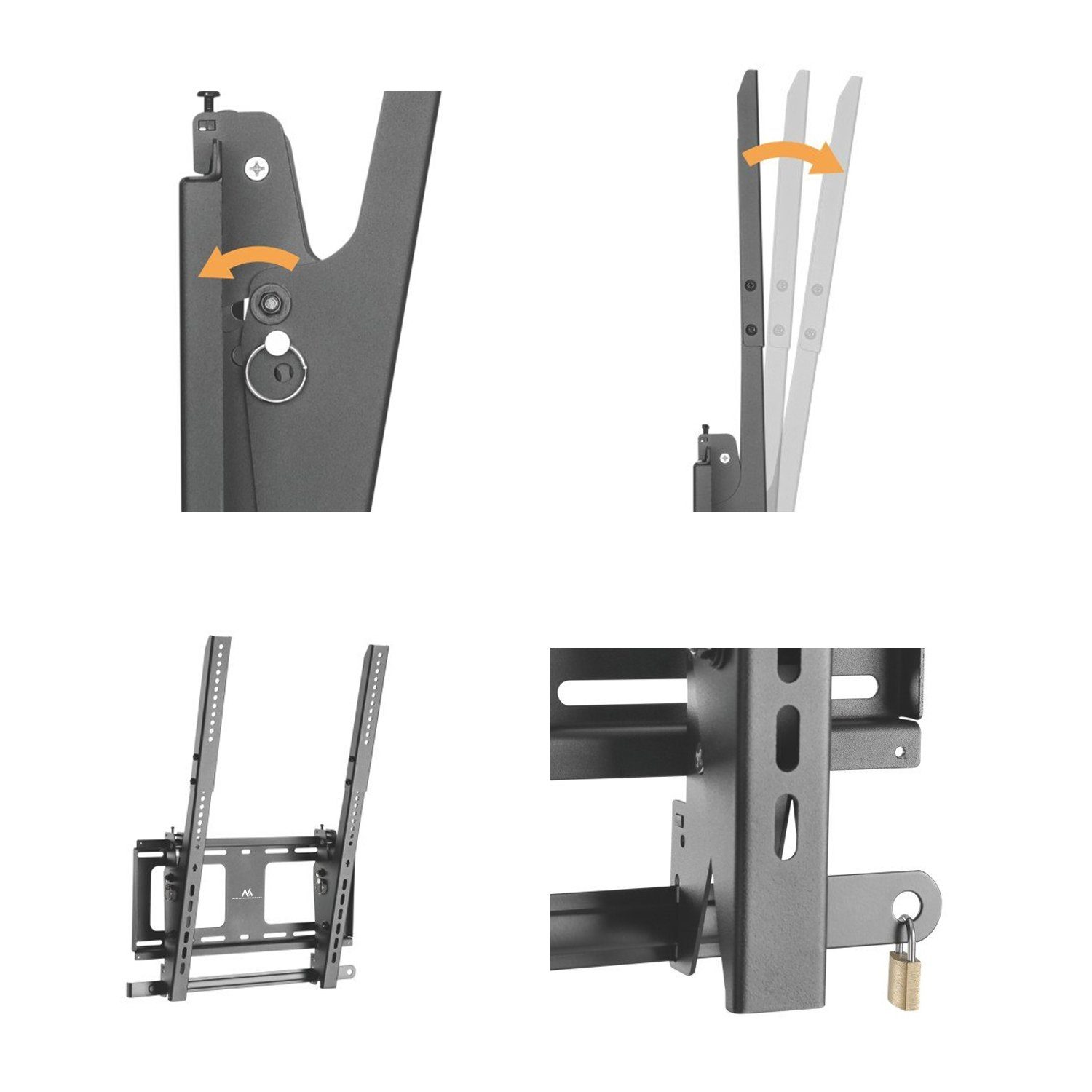 Diebstahlschutz) ]; -10° Maclean integr. 0° 55,00 einstellbare TV-Wandhalterung, / [ -5° (bis Zoll, Neigung MC-856 /