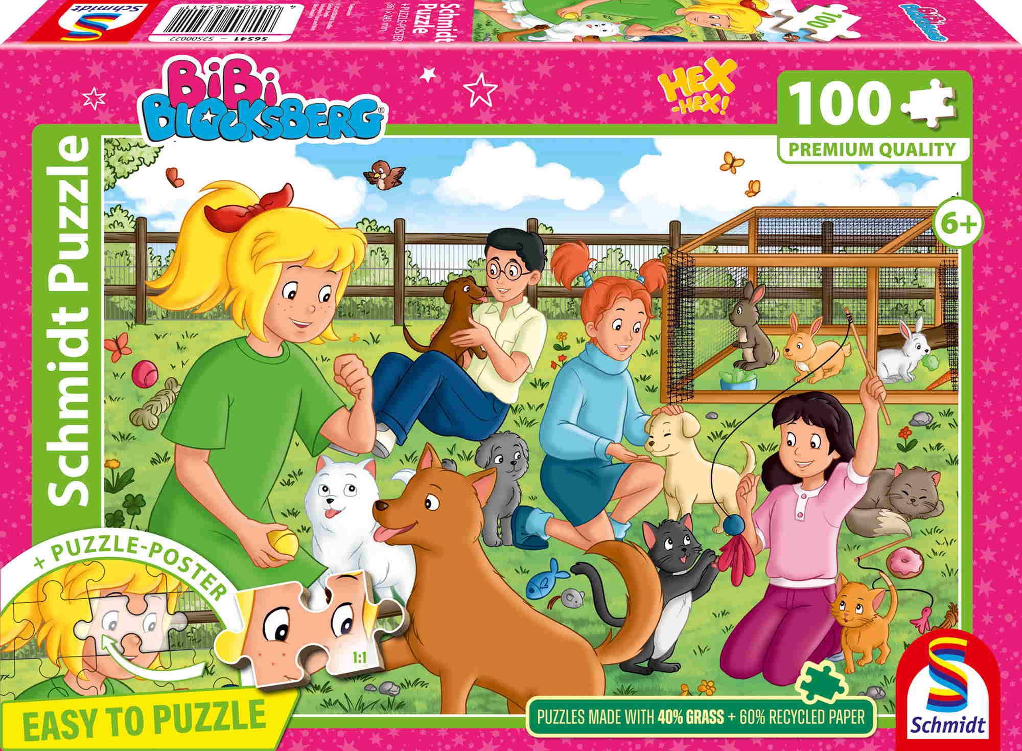 Schmidt Spiele Puzzle 100 Teile Kinder Puzzle Bibi Blocksberg Tierpension 56541, Puzzleteile