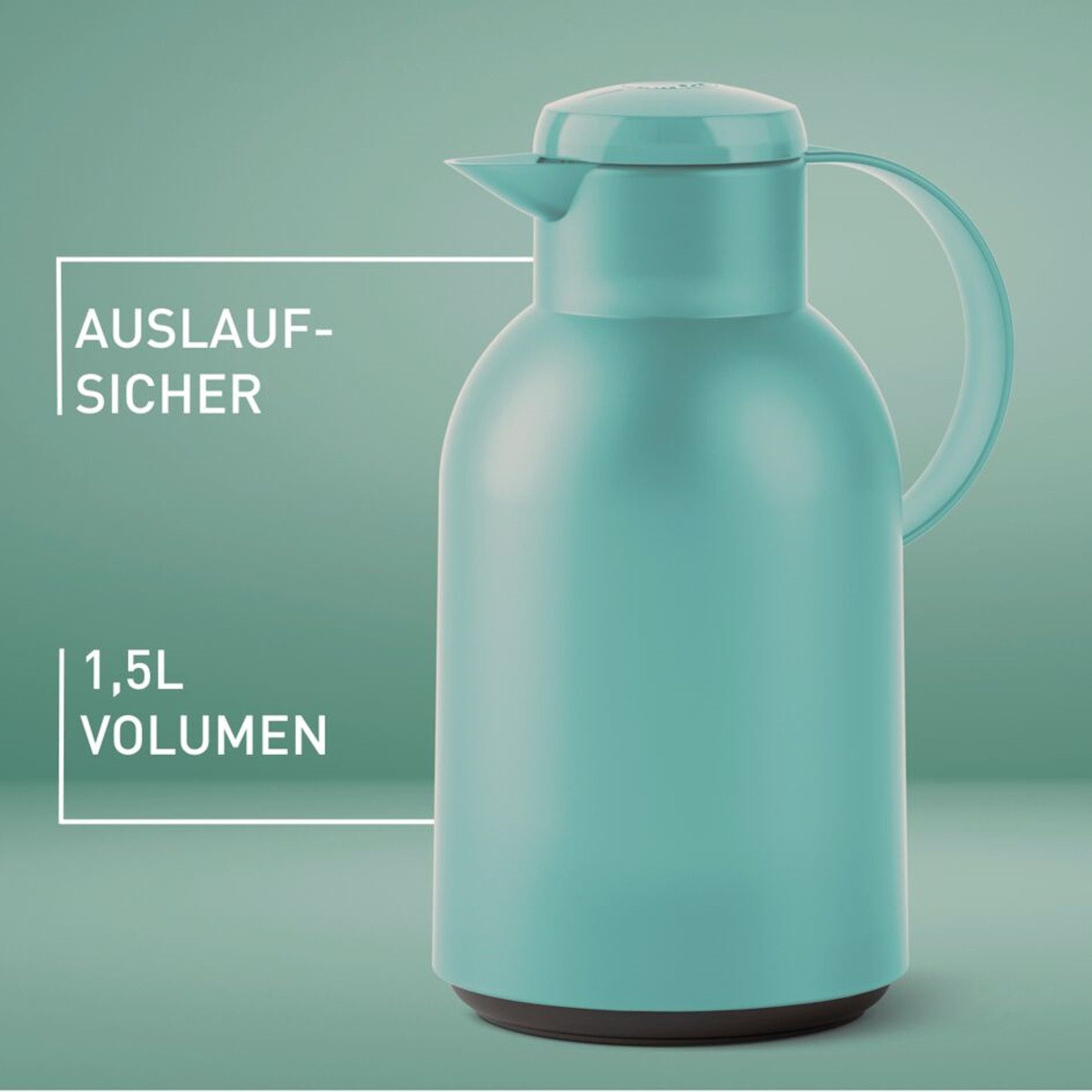 Emsa Isolierkanne Samba, 1,5 l, XXL-Modell, zeitloses Design, einfacher Knopfdruck, 24h kalt, 12h warm