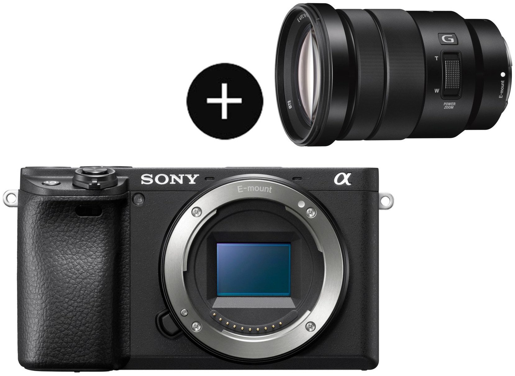 Sony Set: SELP18105G Objektiv + Alpha 6400AB APS-C Systemkamera (SEL-P18105G, 24,2 MP, Bluetooth, NFC, WLAN, 24 MP, 4K Video, 180° Klapp-Display, 0.02 Sek. Echtzeit-Autofokus)
