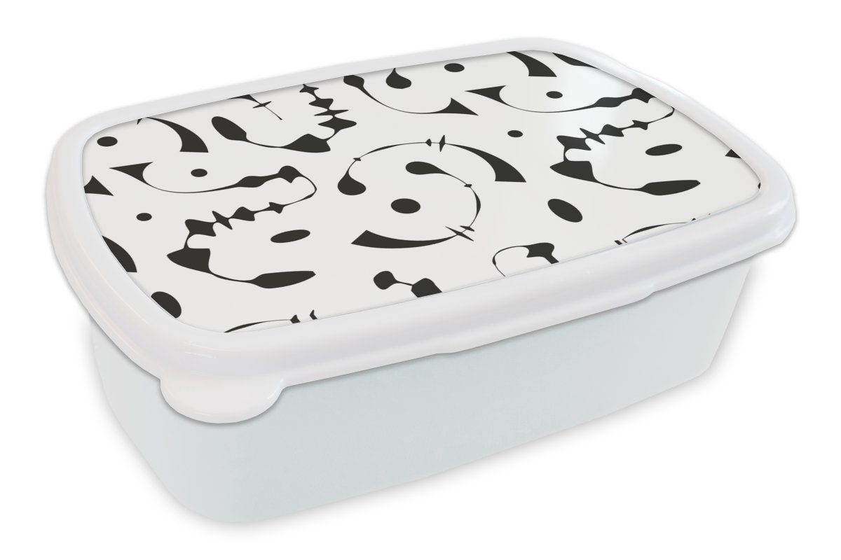 MuchoWow Lunchbox Linienkunst - Abstrakt - Schwarz und Weiß - Muster, Kunststoff, (2-tlg), Brotbox für Kinder und Erwachsene, Brotdose, für Jungs und Mädchen