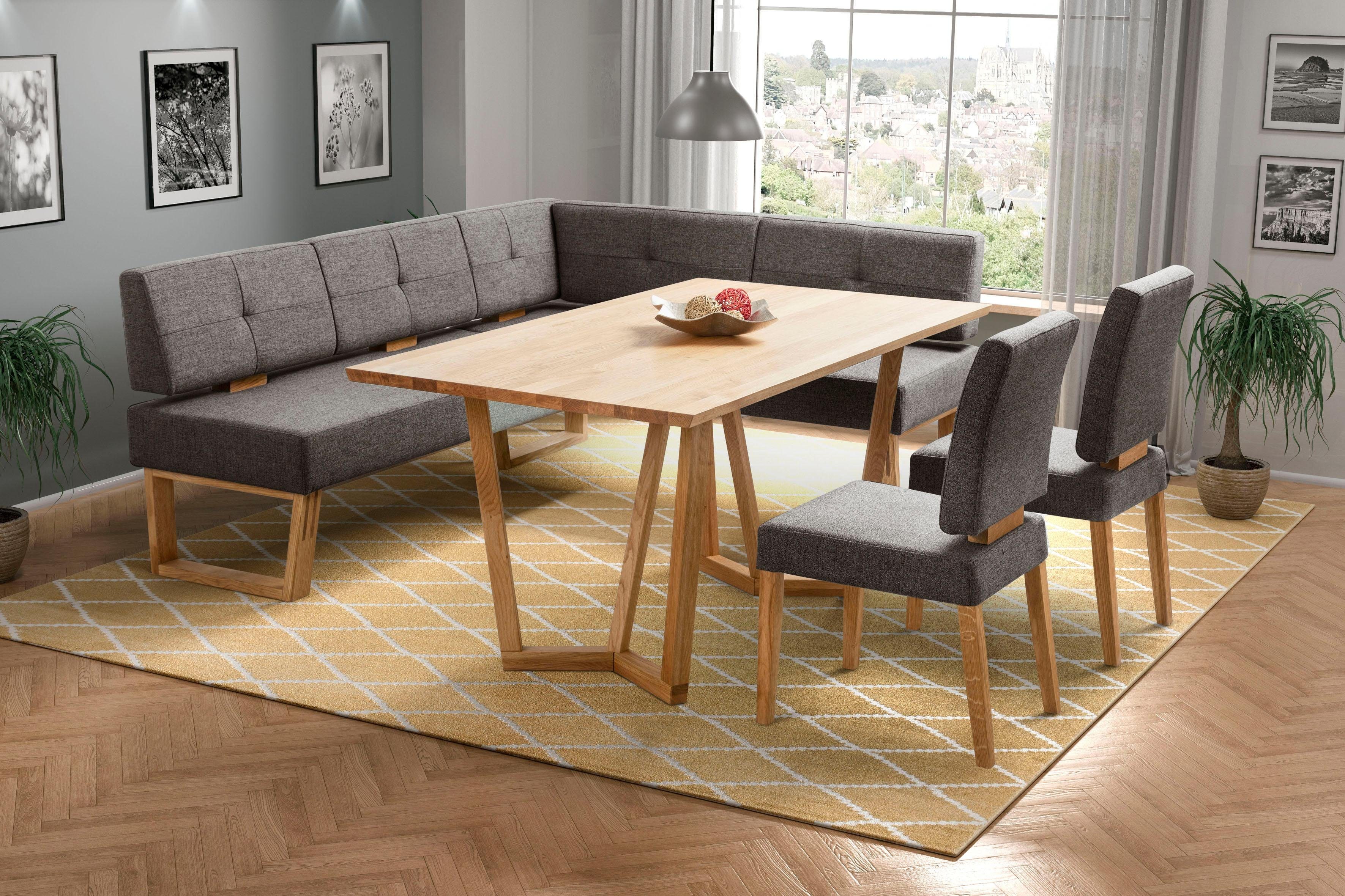 OTTO home Eckbank Ponza Polsterbank, Esszimmerbank, mit Massivholzgestell, Küchenbank in tollen Farben, Breite 201x161 cm – Bild 2 von 5