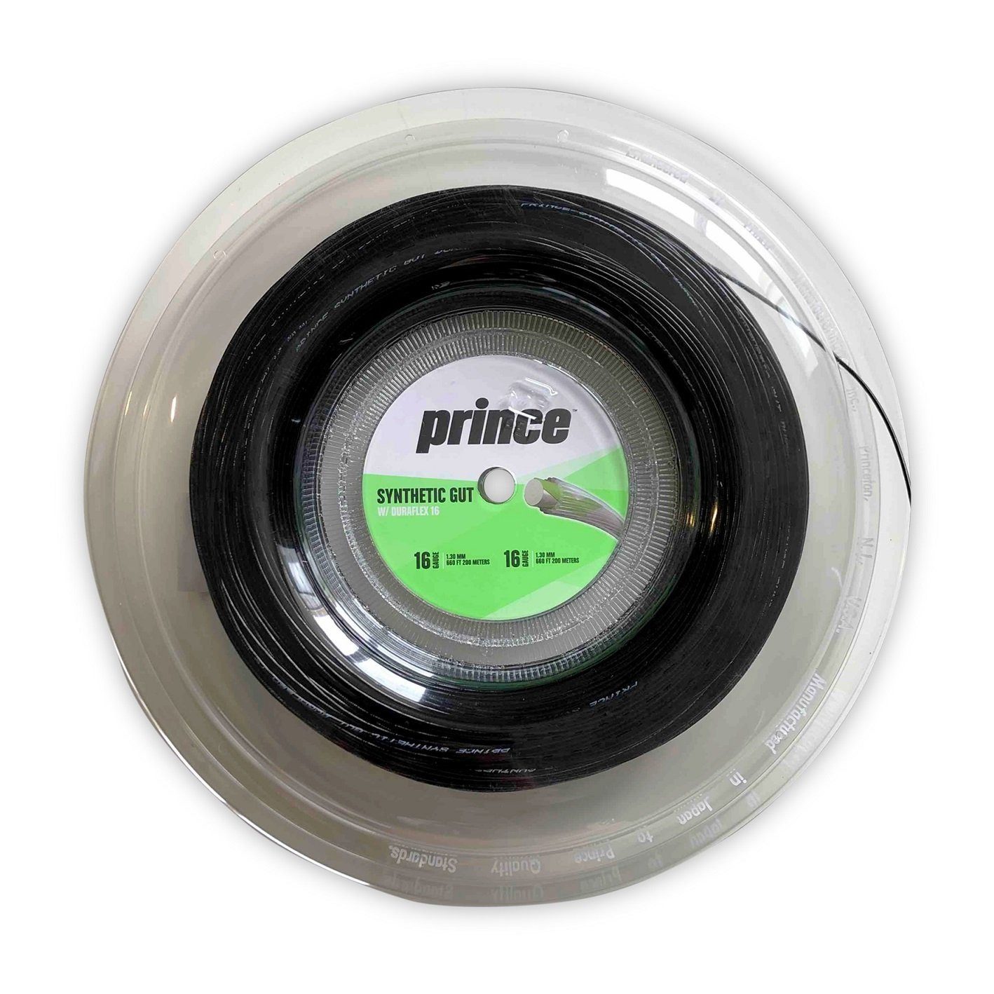 Tennissaite Synthetic Gut mit Duraflex (Allround+Haltbarkeit) schwarz 200m Rolle