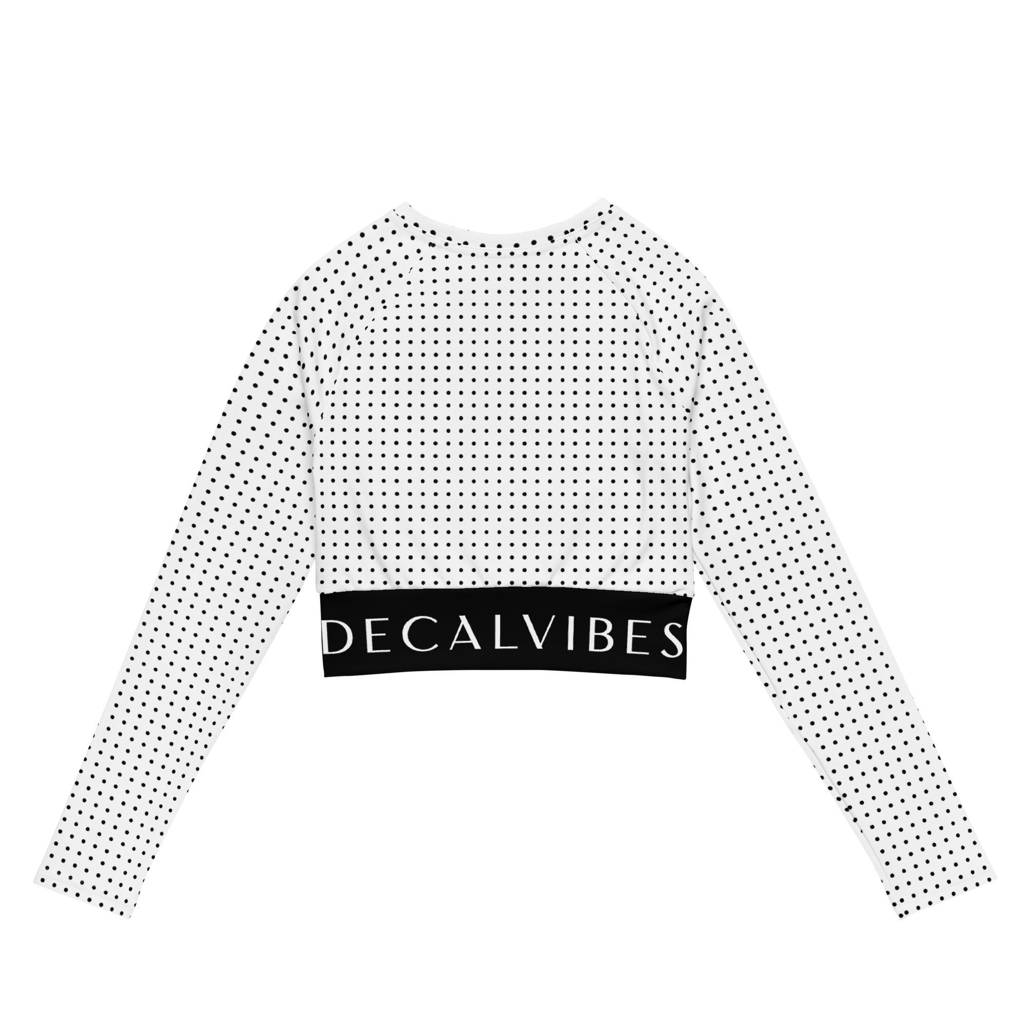 DECALVIBES Crop-Top Crop Top mit langen Ärmeln Ultimate White Dots UPF 50+, lange Raglanärmel, Crop-Schnitt, recyceltes Material