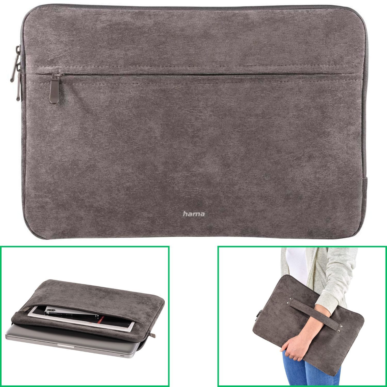Hama Laptoptasche Notebook-Tasche Schutz-Hülle Cali 13,3" bis 14,2" Grau (Notebook-Cover), Sleeve Cover Laptop passend für 13" 13,3" 13,5" 14" 14,1" 14,2" Zoll