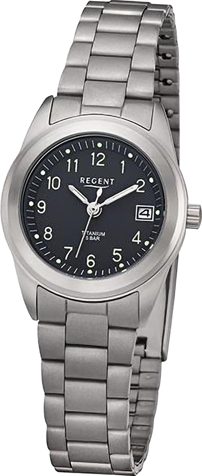 Regent Quarzuhr Regent Damen Armbanduhr (ca. Analog, 26mm), Armbanduhr Damen Metallarmband rund, extra groß