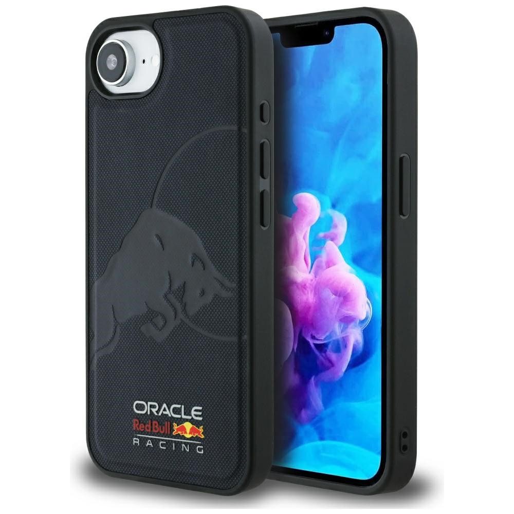 Oracle Red Bull Racing Handyhülle iPhone 16e Kunstleder blau geriffelt MagSafe Logo Bulle