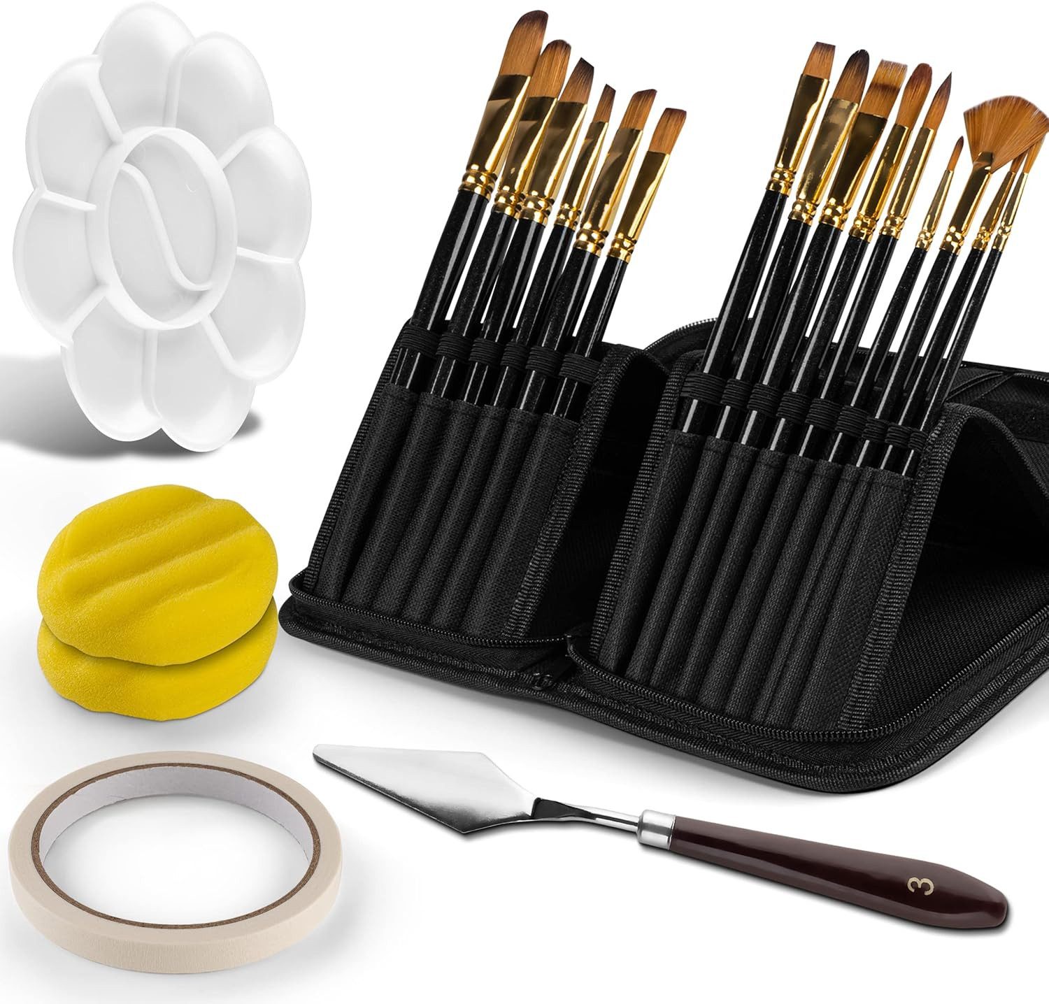 Waidmeister Malpinsel Waidmeister Pinselset Acrylfarben - 15 Acryl Pinsel aus Nylon, (1 St)