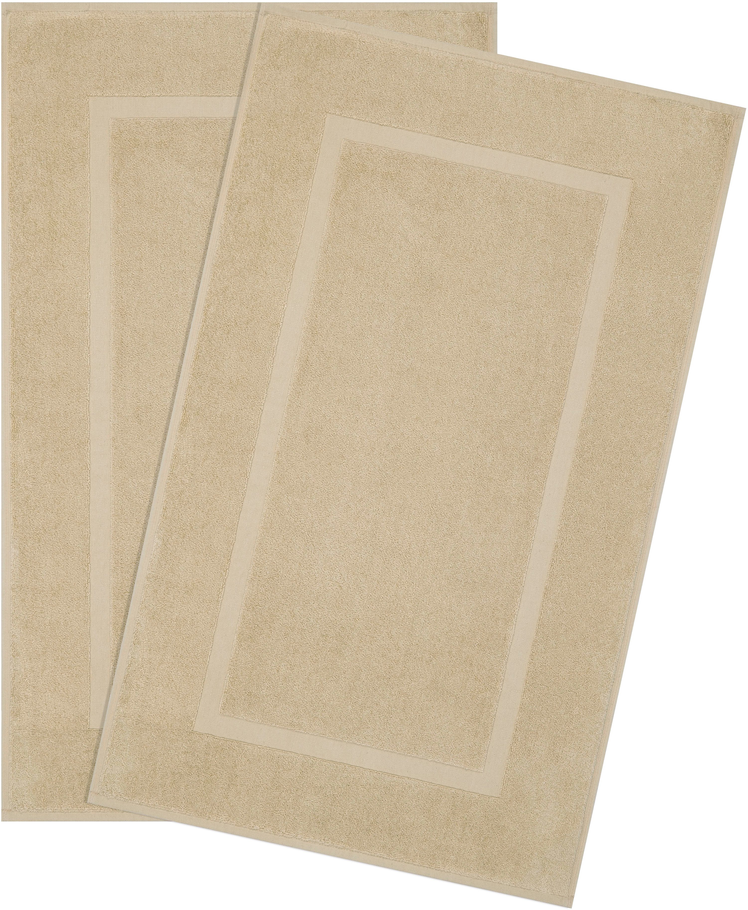 HAMMETEX Badematte Hotelmatte, Duschvorleger, Höhe 5 mm, rutschhemmend beschichtet, beidseitig nutzbar, Baumwolle, rechteckig, 2-teiliges Set, einfarbig, 100% Baumwolle