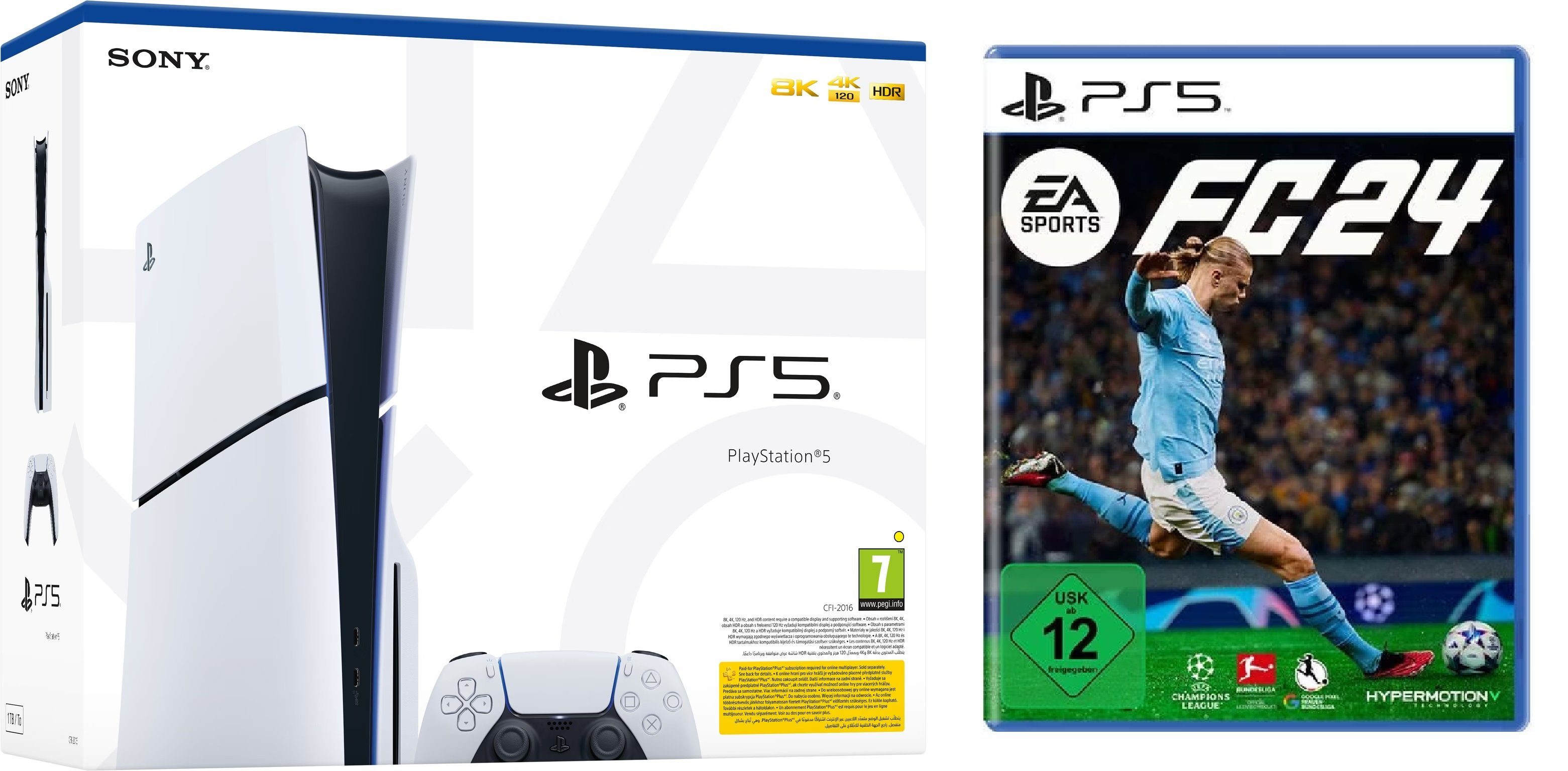 Playstation PS5 Konsole Slim + EA Sports FC 24 FIFA24 Bundle 1TB, Laufwerk Disk Version