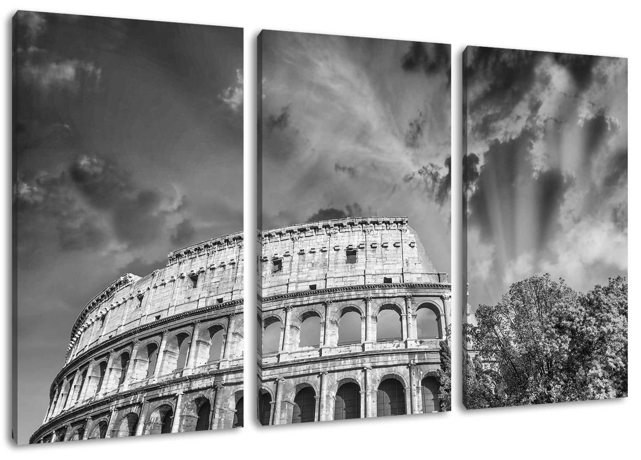 Pixxprint Leinwandbild klassisches Colloseum in Rom, klassisches Colloseum in Rom 3Teiler (120x80cm) (1 St), Leinwandbild fertig bespannt, inkl. Zackenaufhänger