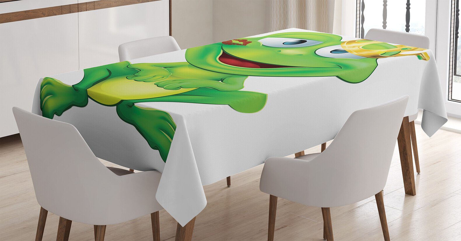 Abakuhaus Tischdecke Farbfest Waschbar Für den Außen Bereich geeignet Klare Farben, Bunt Crown Frog Prince