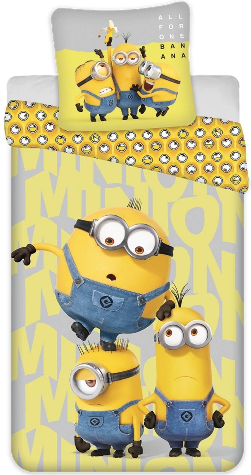 Jerry Fabrics Bettwäsche Minions - All for one - Wende-Bettwäsche-Set, 135x200 & 80x80, Baumwolle, 100% Baumwolle