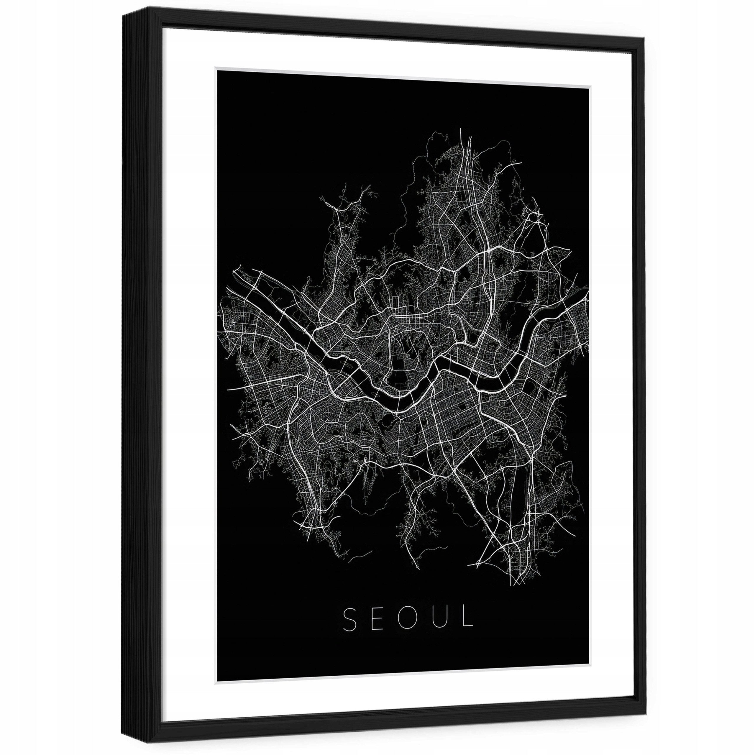 Wallarena Wandbild Stadtplan Barcelona mit Passepartout im Bilder Wohnzimmer Wandbild, Seoul, Stadtkarte (Wandbild, 1 St), Bilder mit Rahmen Wohnzimmer Schlafzimmer Wandbild Wanddeko 30x40 cm
