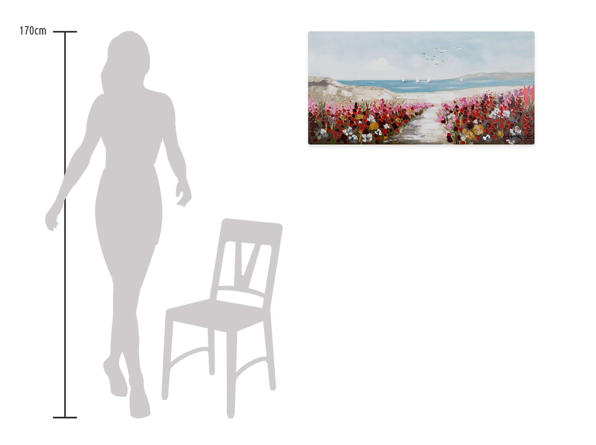 100% Gemälde Playa de Leinwandbild Jardin HANDGEMALT Wandbild Wohnzimmer KUNSTLOFT cm, 100x50