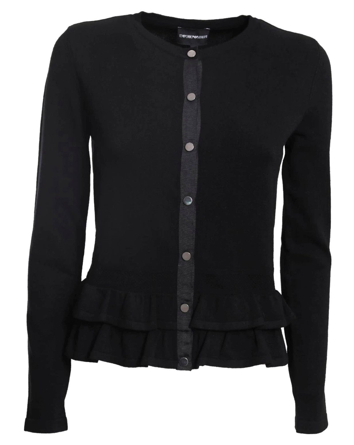 Emporio Armani Strickjacke Damen Cardigan Eleganter Feinstrick mit Volants günstig online kaufen