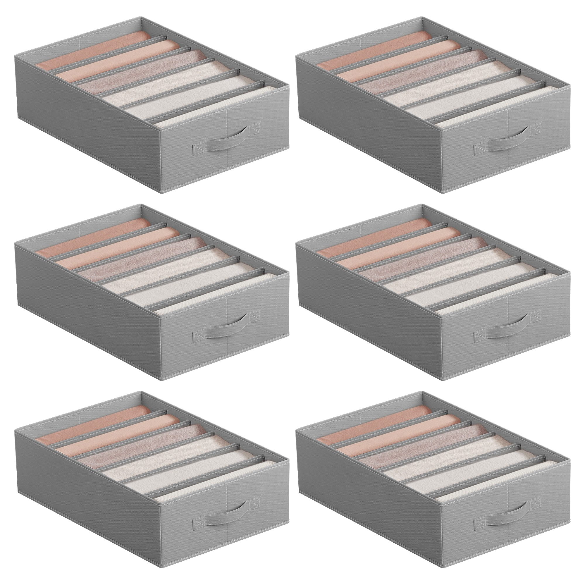 SONGMICS Aufbewahrungsbox Kleiderschrank-Organizer, 42 x 30 x 17 cm, für Hosen, Kleidung (6 St), 6 Fächer, Schubladen-Ordnungssystem, Ordnungsboxen faltbar