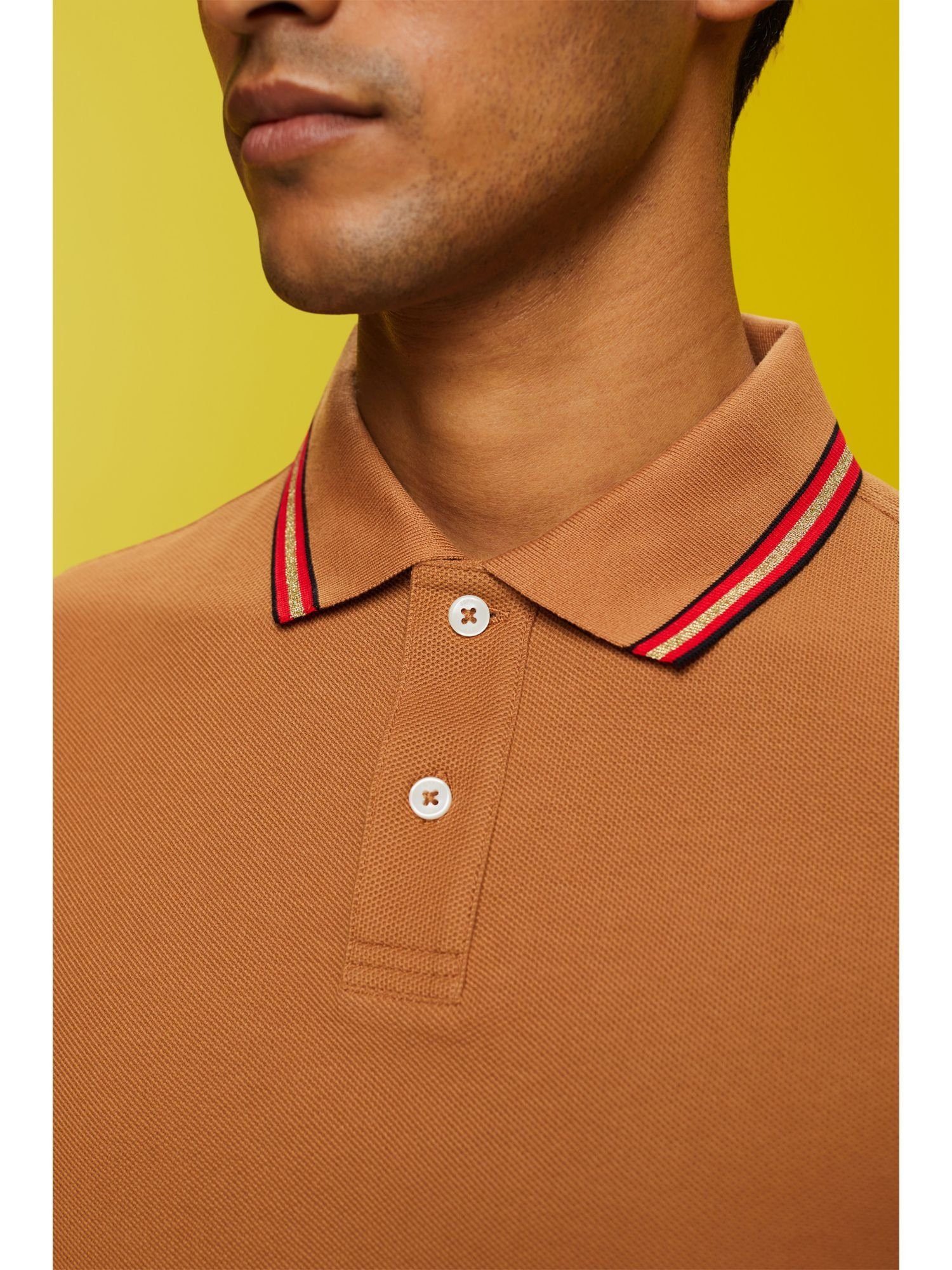 % Poloshirt Glitzer, Piqué-Poloshirt mit Esprit 100 Baumwolle CAMEL