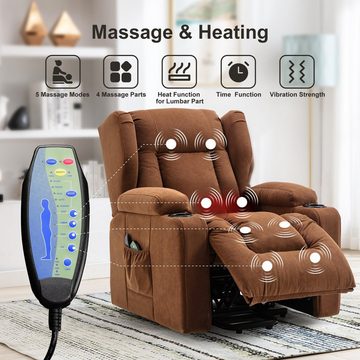 COMHOMA Relaxsessel Relaxsessel Aufstehhilfe Massagesessel mit Stoffoberfläche, Massage & Heizung, elektrisch verstellbar