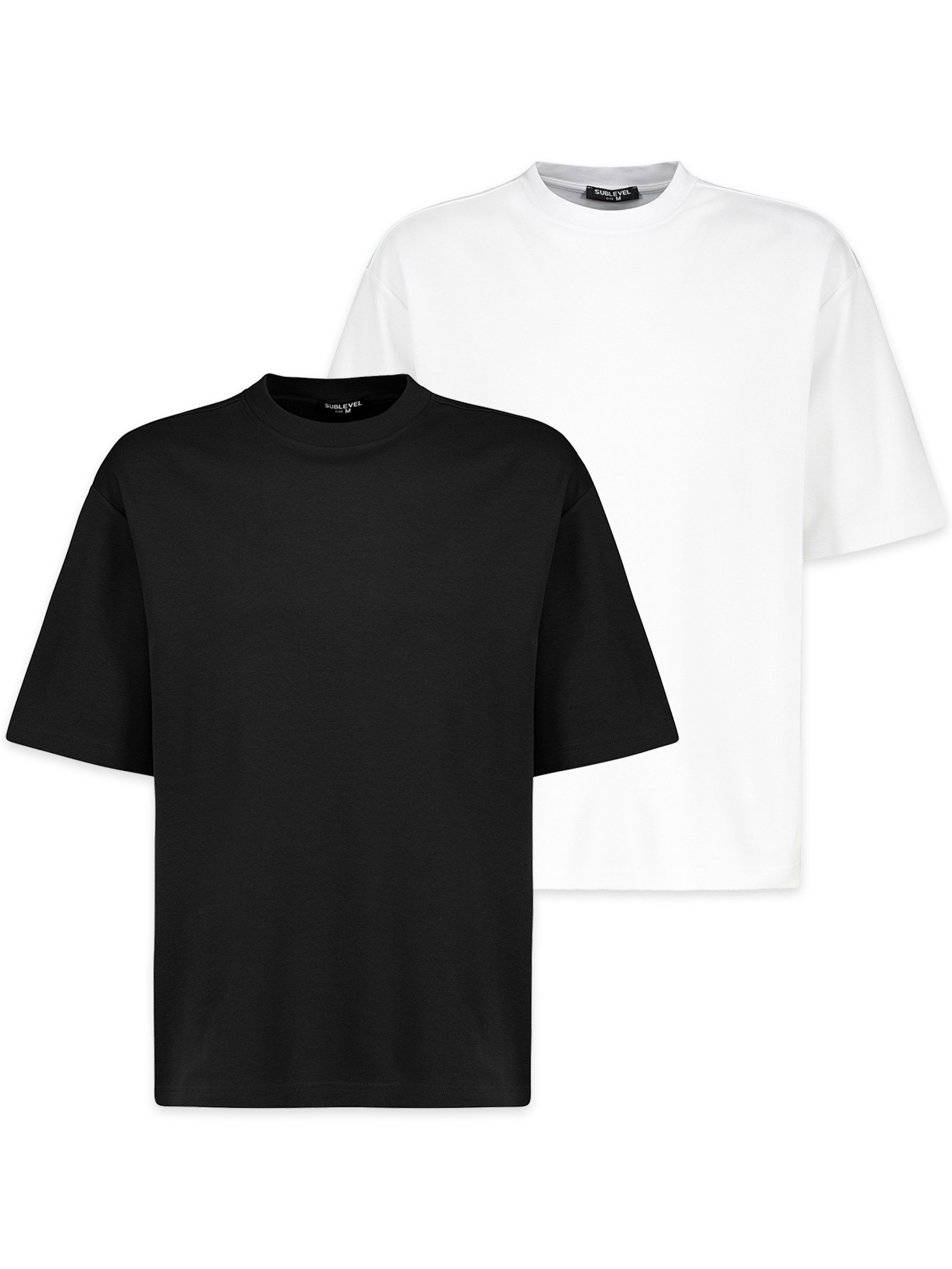 SUBLEVEL T-Shirt Unifarbenes Kurzarmoberteil 2er-Set Rundhalsausschnitt Basic (2-tlg) H12112M22618_T-Shirt