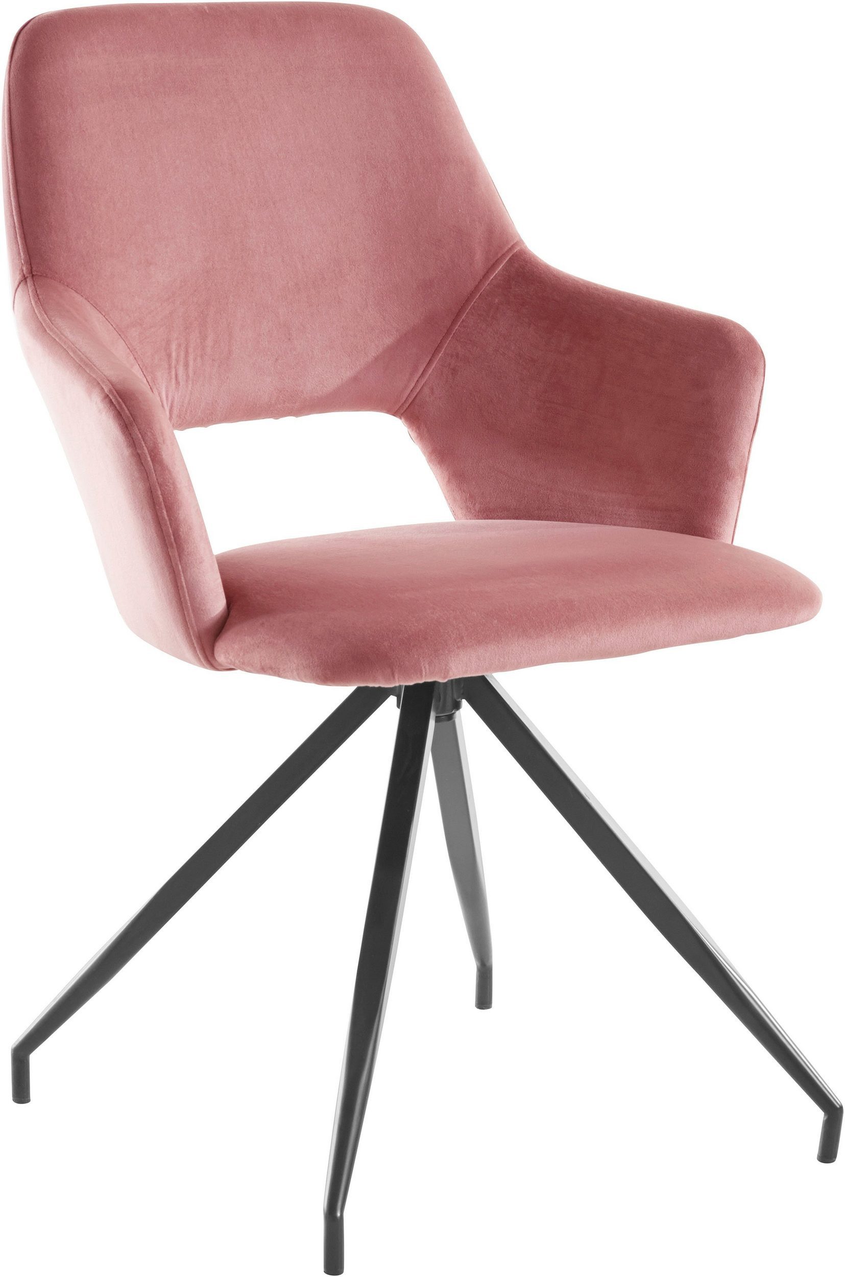 loft24 Armlehnstuhl Trumpet (2er-Set, 1 St), Esszimmerstuhl, Samtbezug, Metallgestell, 360°drehbar