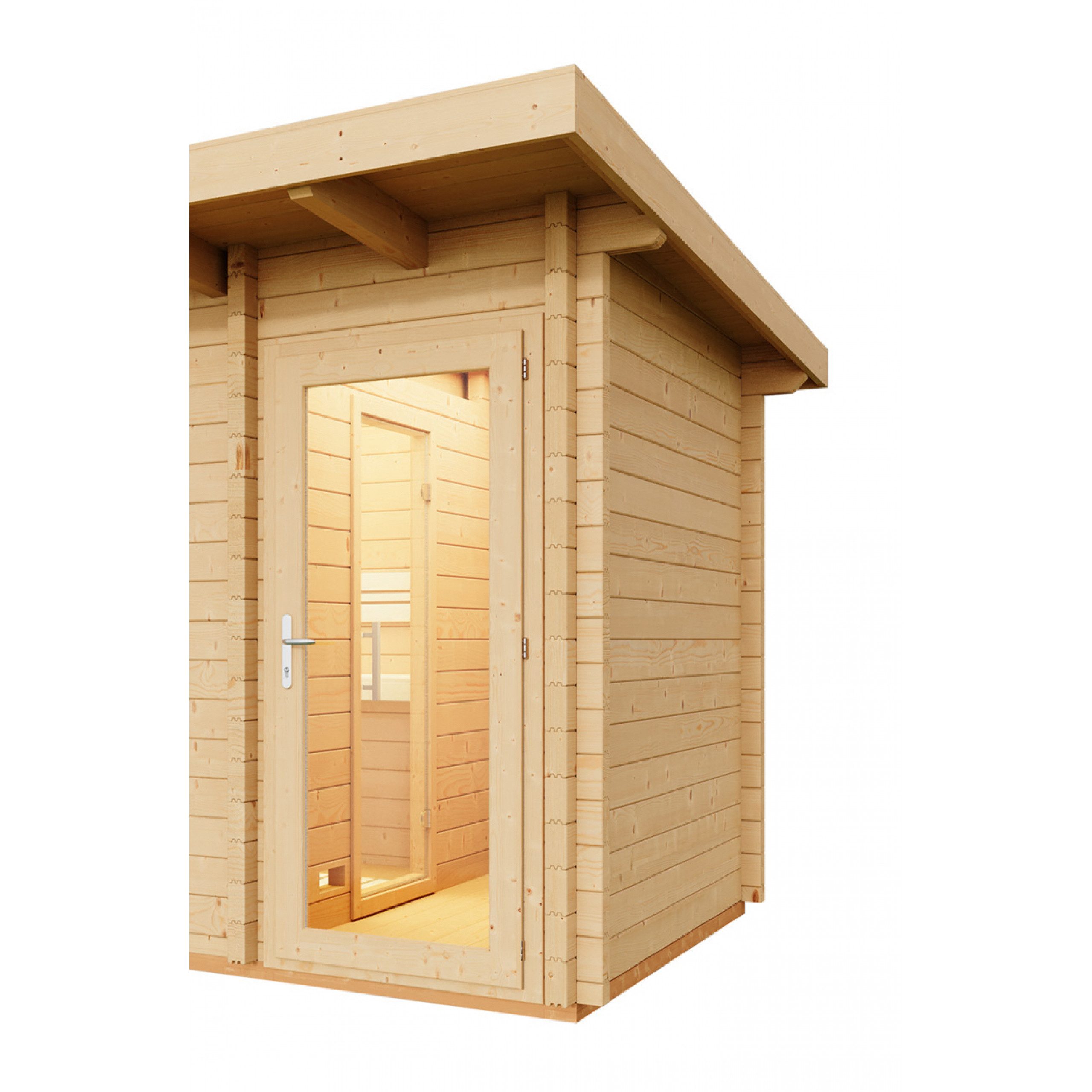Infraworld Fasssauna Infraworld Gartensauna Terra 2 Außensauna mit Vorraum Saunahaus 341
