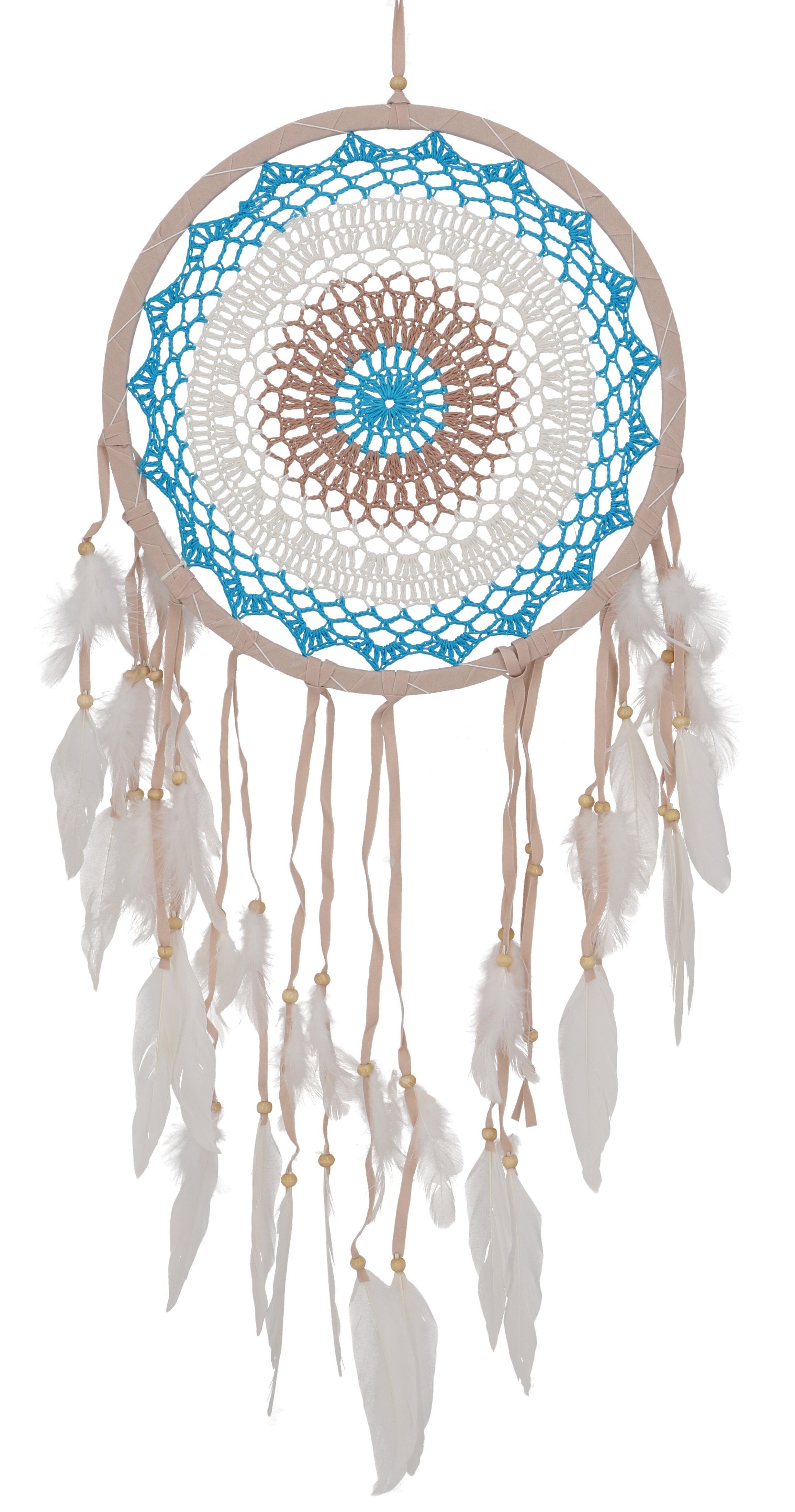 Guru-Shop Dekoobjekt Traumfänger - blau/weiß/braun 30 cm