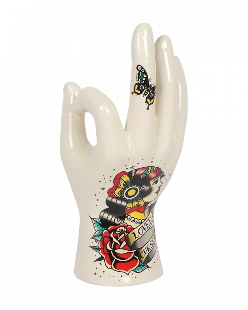 Dekofigur Hand & mit Horror-Shop & Handlese Tattoos Symbolik Wahrsage