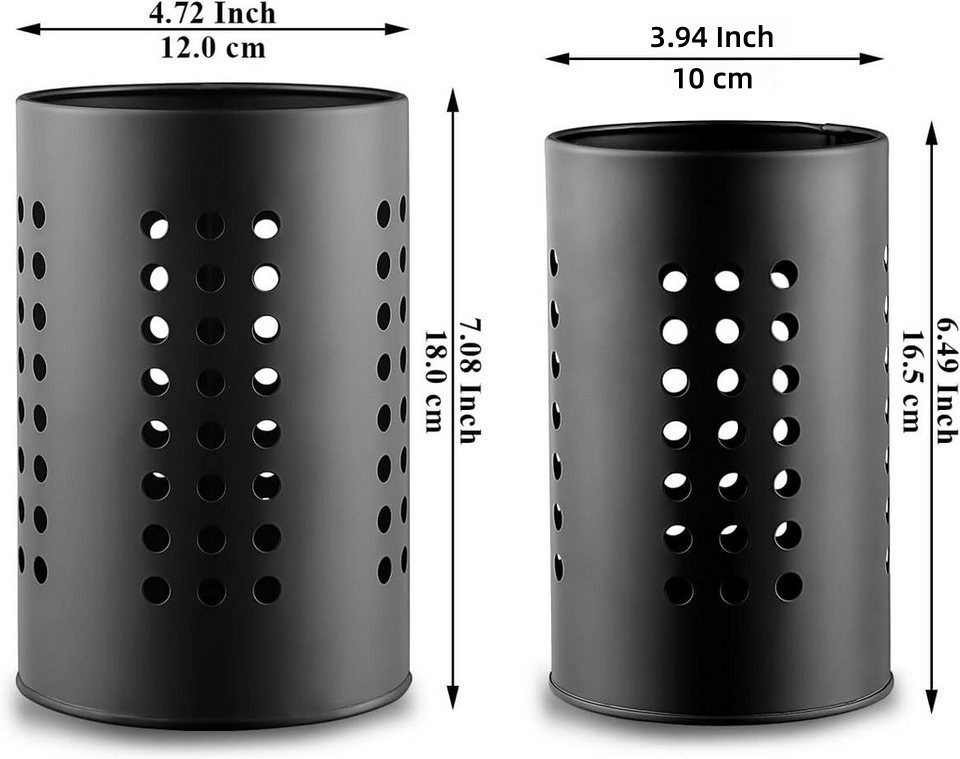 FOUORTUNATE-BEE Besteckhalter 2er Set Küchenutensilienhalter aus Edelstahl, für Arbeitsplatte, (2-tlg), Schwarzer Edelstahl Besteck- und Utensilienhalter 2er Set für Küche