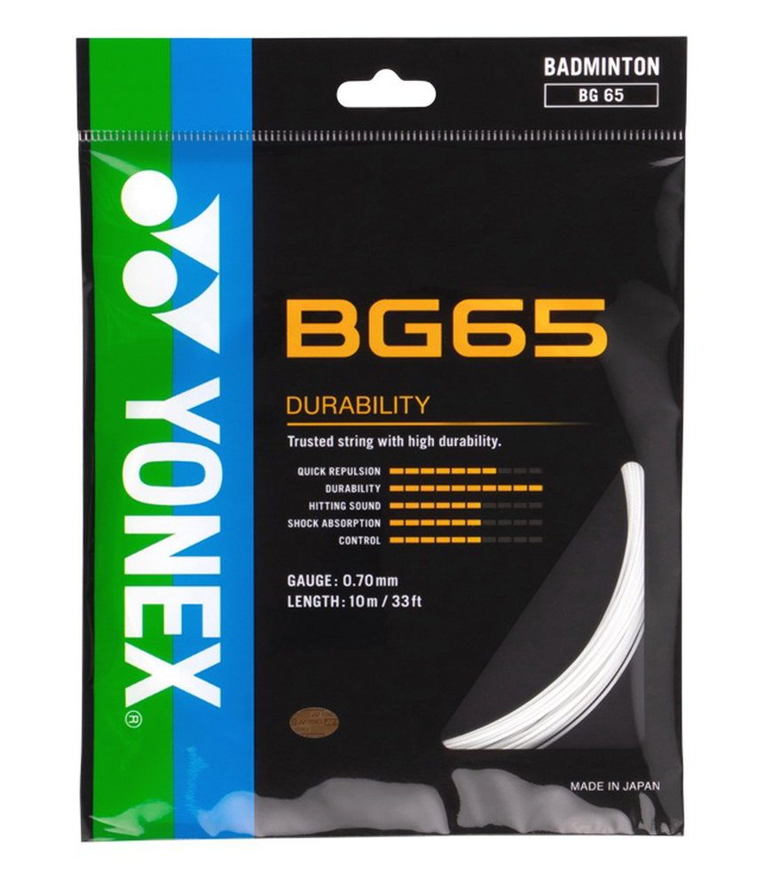 Yonex Badmintonsaite BG65 (Allround+Haltbarkeit) weiss Set 10m, Saitendicke: 0.70
