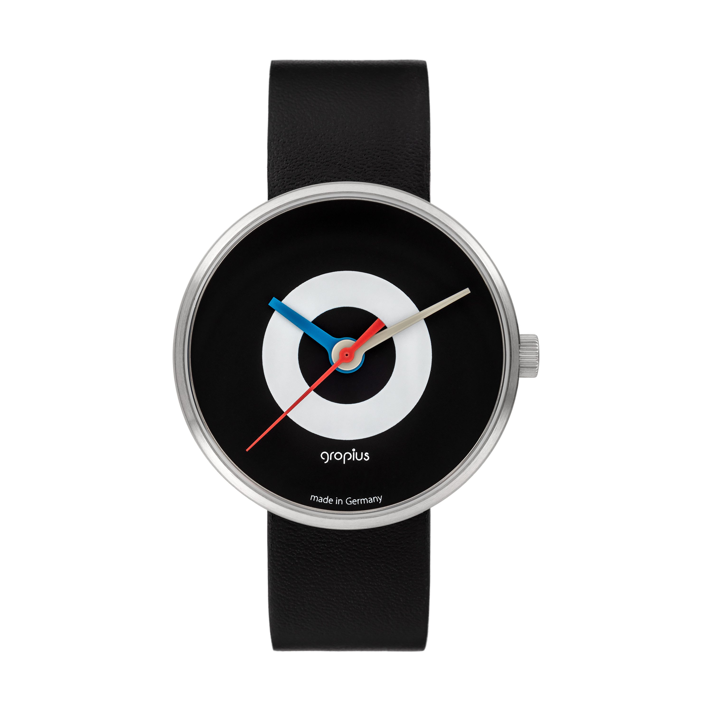 Walter Gropius Quarzuhr Made in Germany, Saphirglas, Forum J. Albers - WG 005-05, Designeruhr, Lederarmband mit Easy-Release System, Edelstahlgehäuse