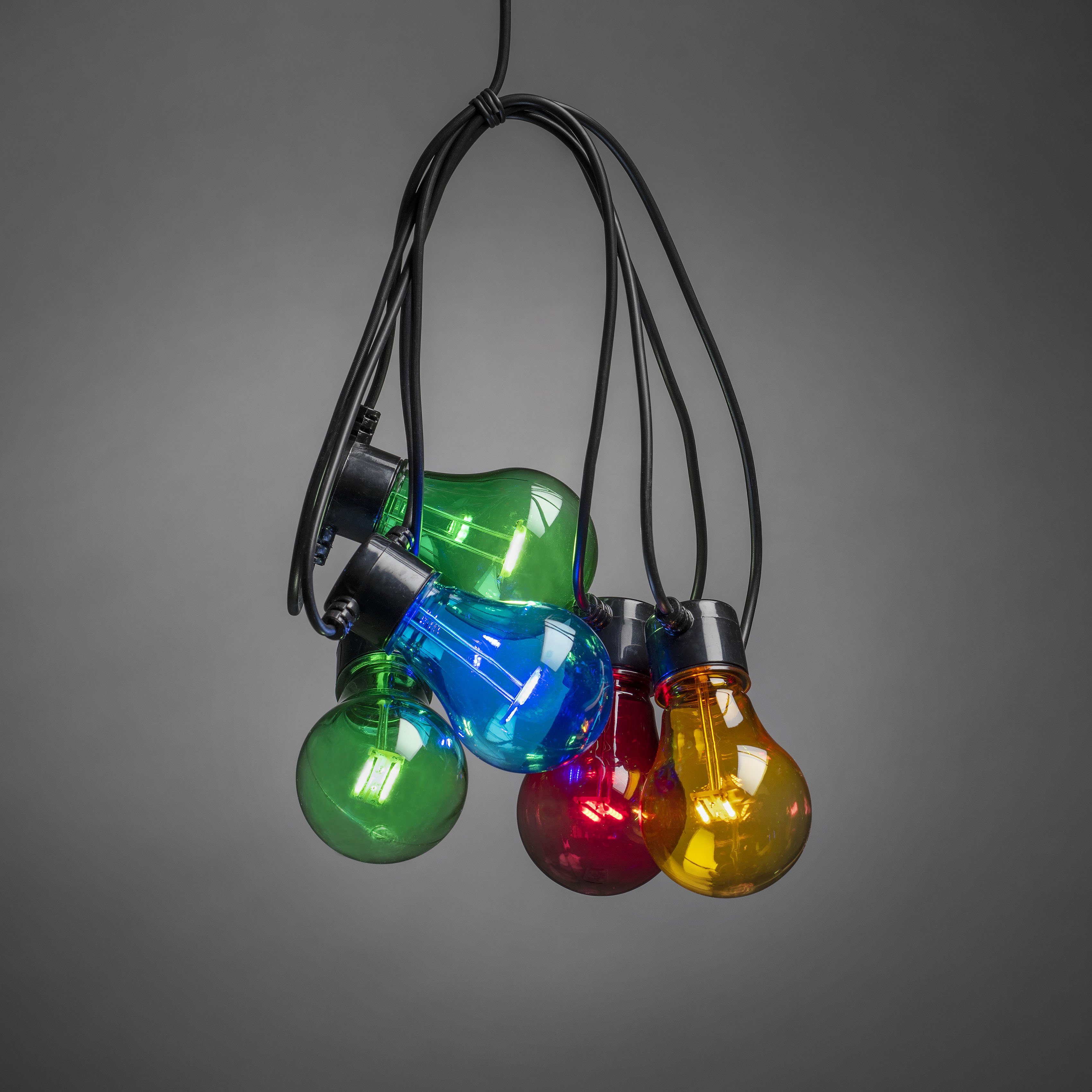 KONSTSMIDE LED-Lichterkette Weihnachtsdeko aussen, warm Birnen LED Dioden Mehrfarbig 5-flammig, 40 weiße / bunte 5 Biergartenkette