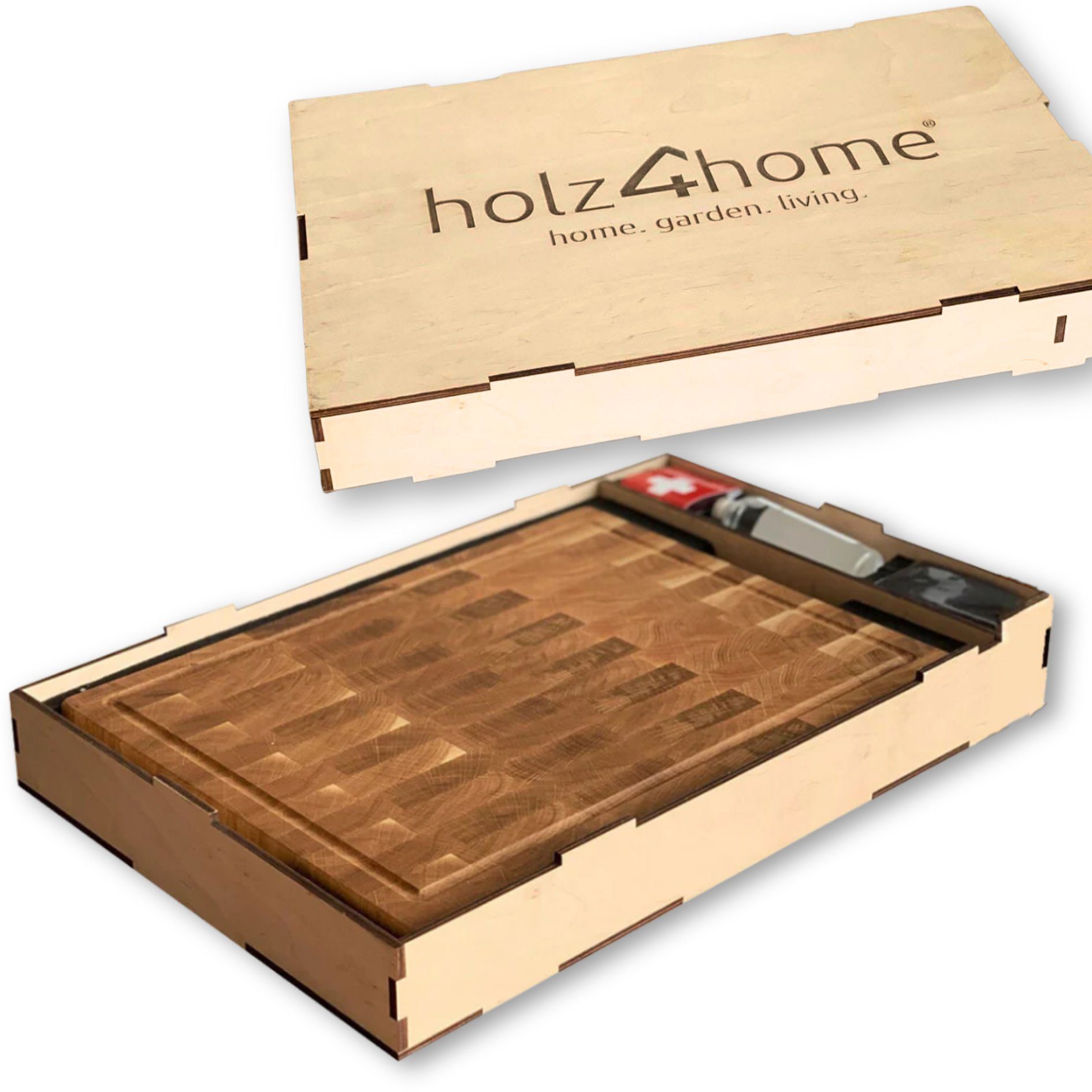 Stirnholz Premium Schneidebrett-Set, von holz4home® Eiche Schneidebrett holz4home aus