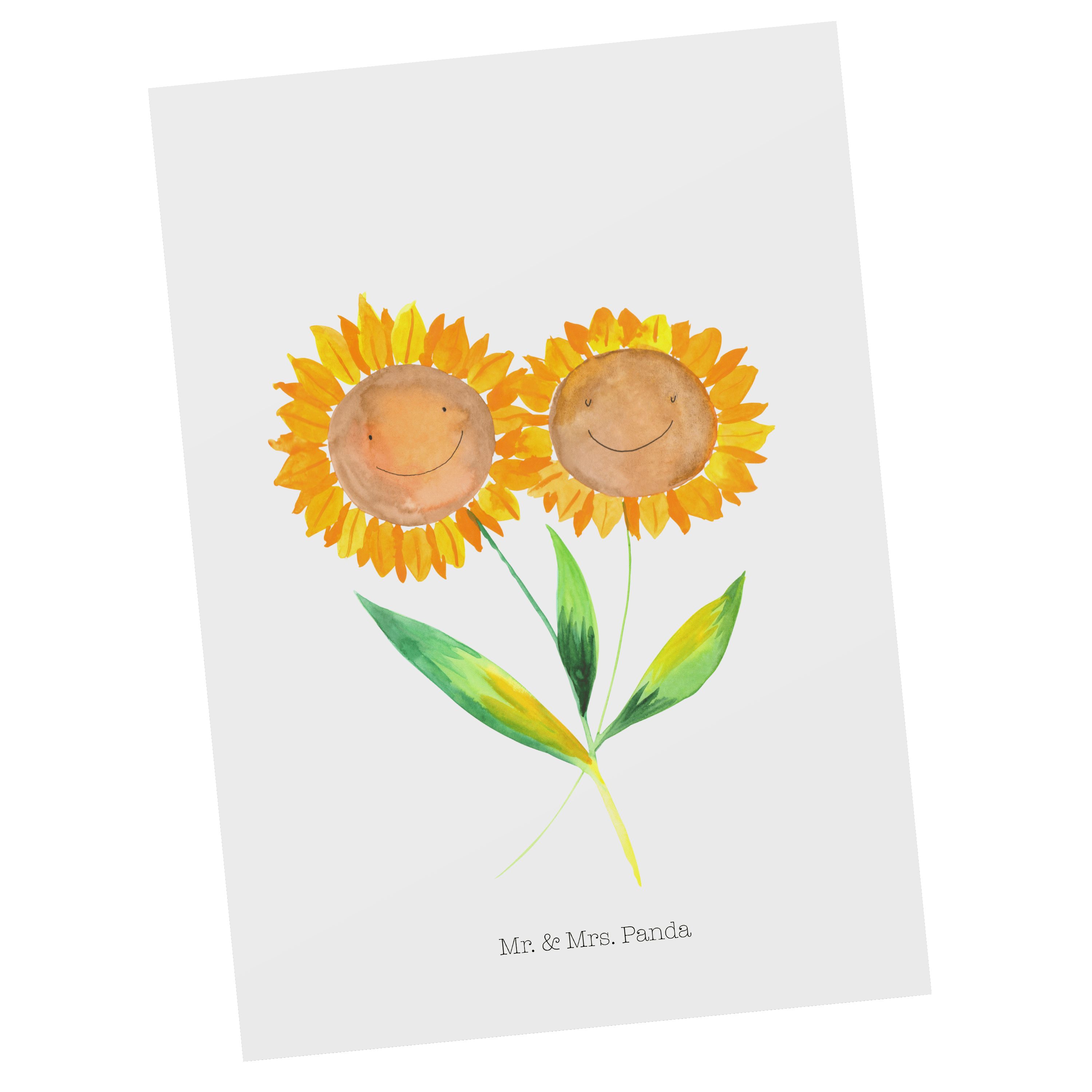 Mr. & Mrs. Panda Postkarte Sonnenblume - Weiß - Geschenk, Einladung, Blumen, Lieblingsmensch, Ge