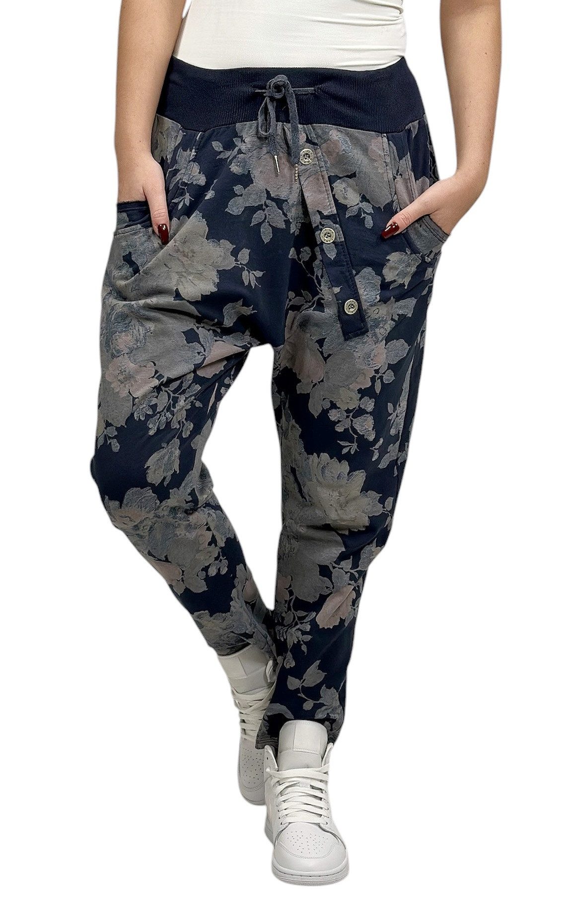 Mississhop Boyfriend-Hose Damen Hose Sweatpants Jogginghose Blumen M.130 günstig online kaufen