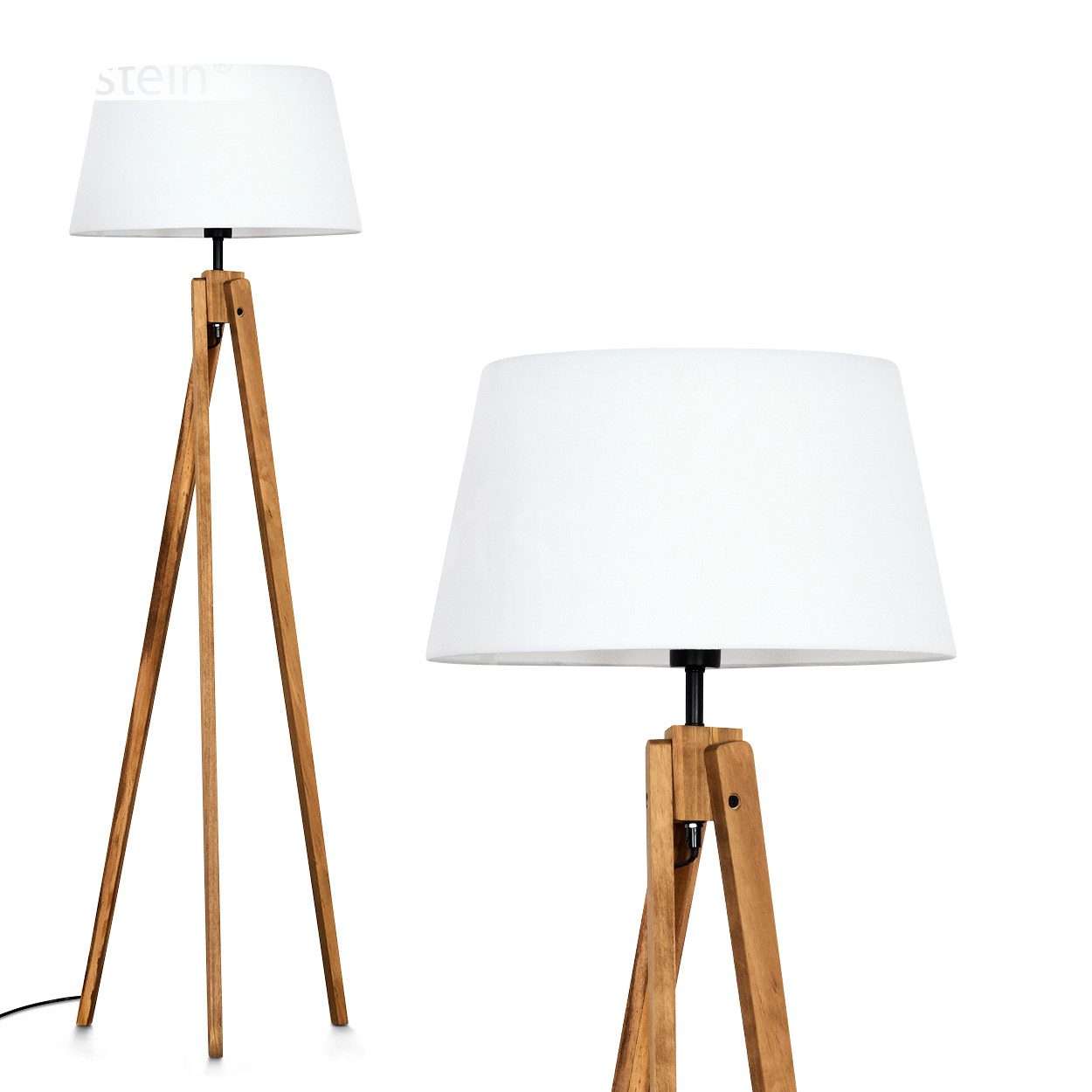 Stehlampe Stehlampe aus Holz/Stoff in Naturfarben/Weiß